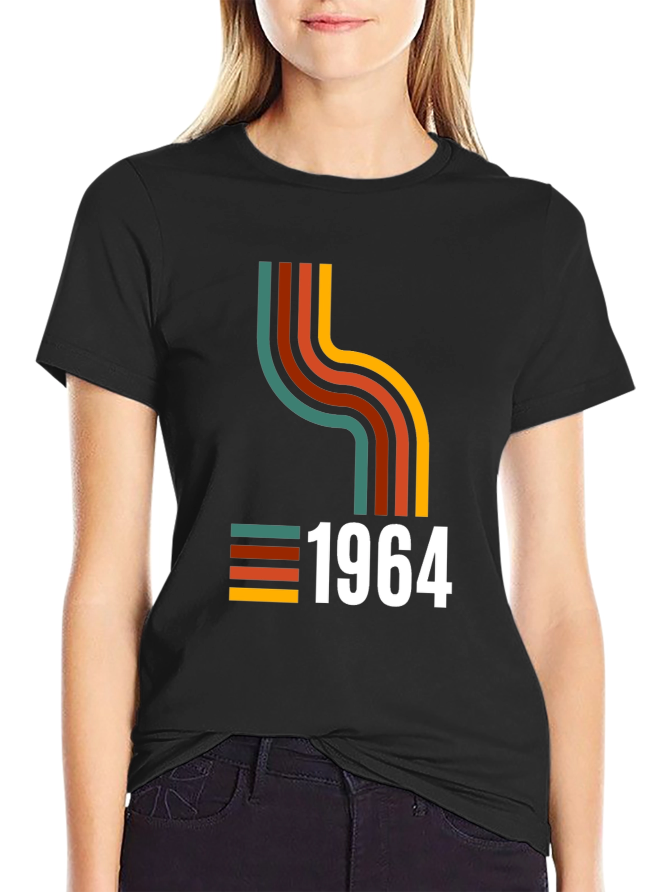 Black Retro 1964 Graphic Tee - Vintage Birthday Shirt view 2