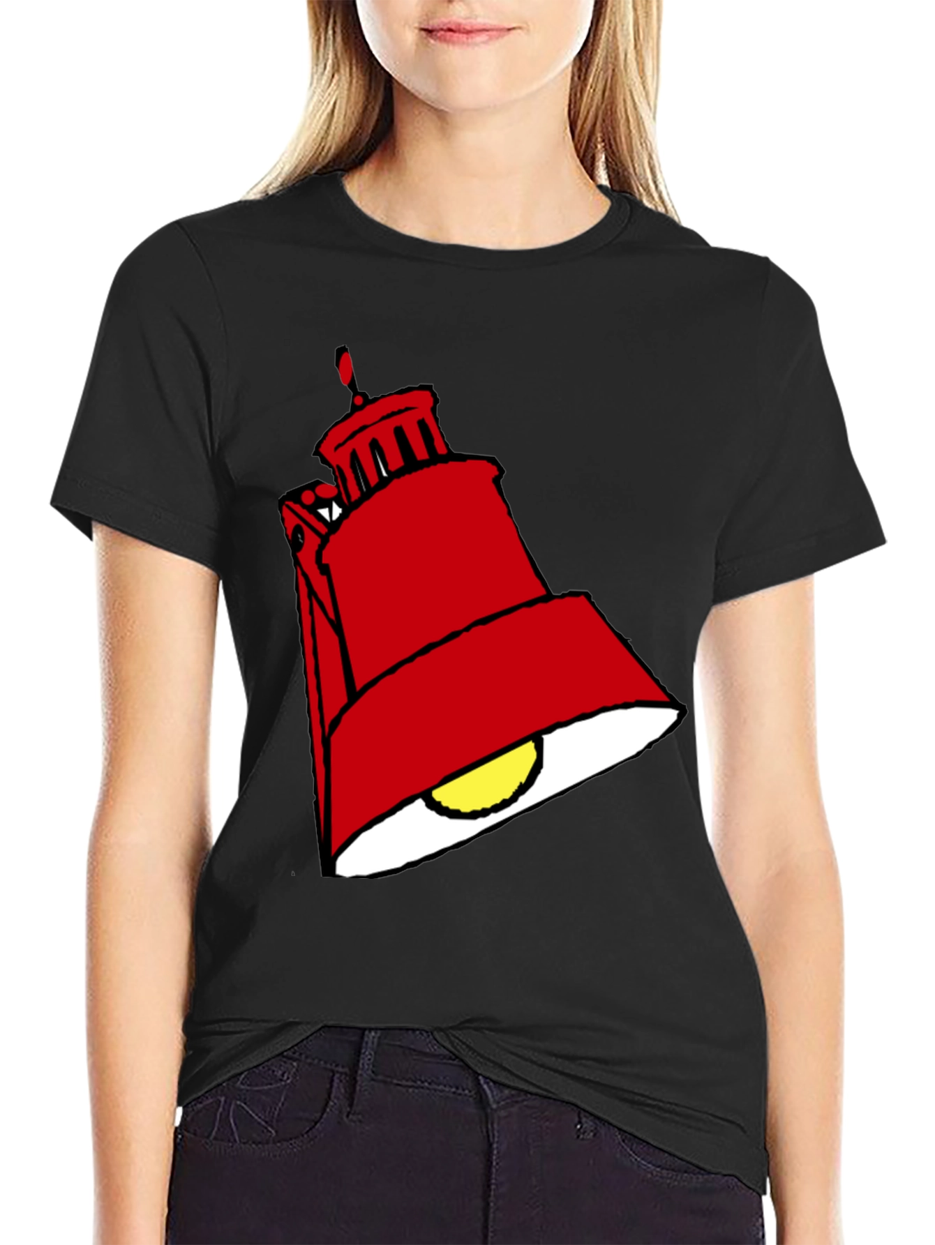 Black Red Lamp Graphic Black T-Shirt view 2
