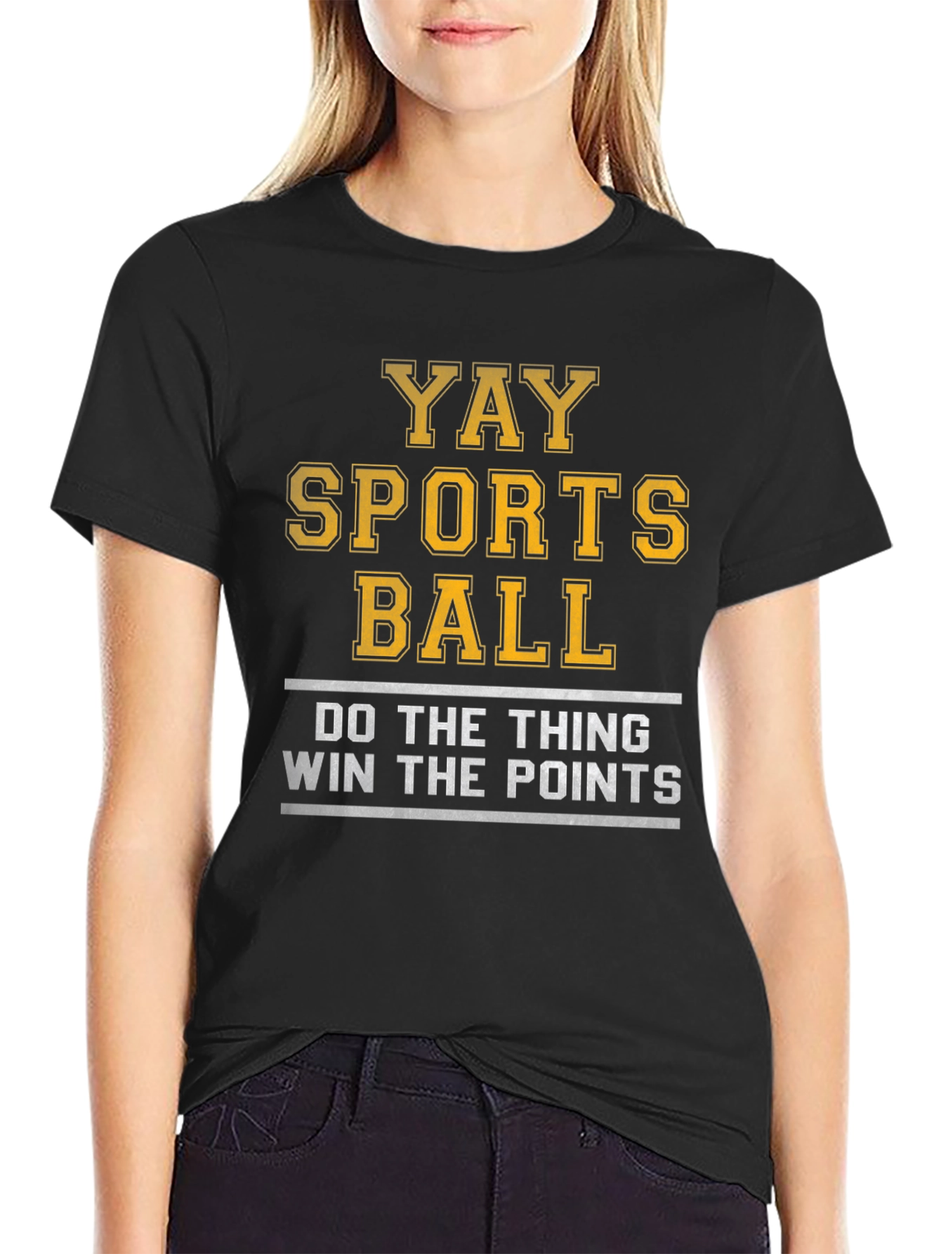 Black Yay Sports Ball T-Shirt - Funny Athletic Tee view 2