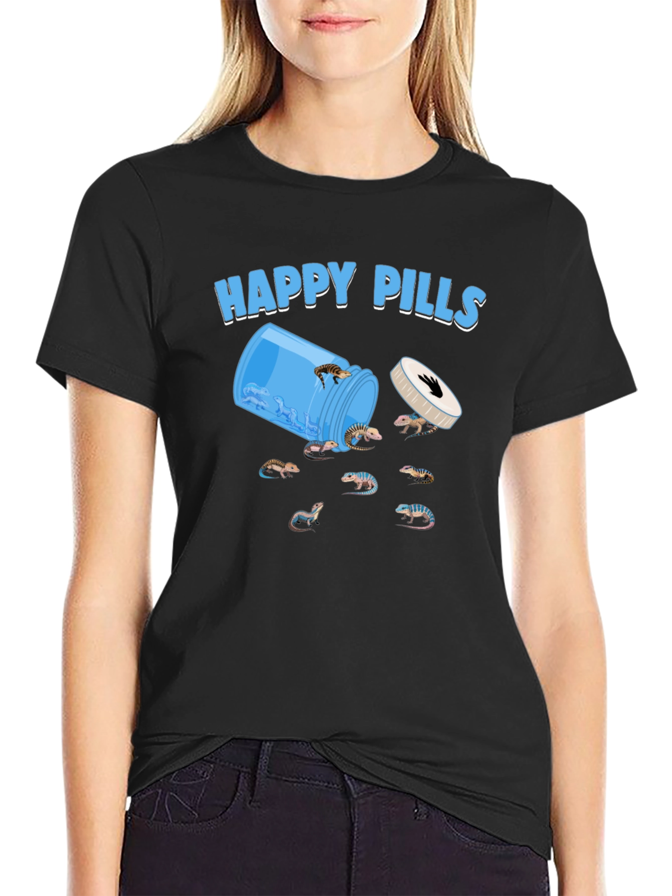 Black Happy Pills Lizard T-Shirt view 2