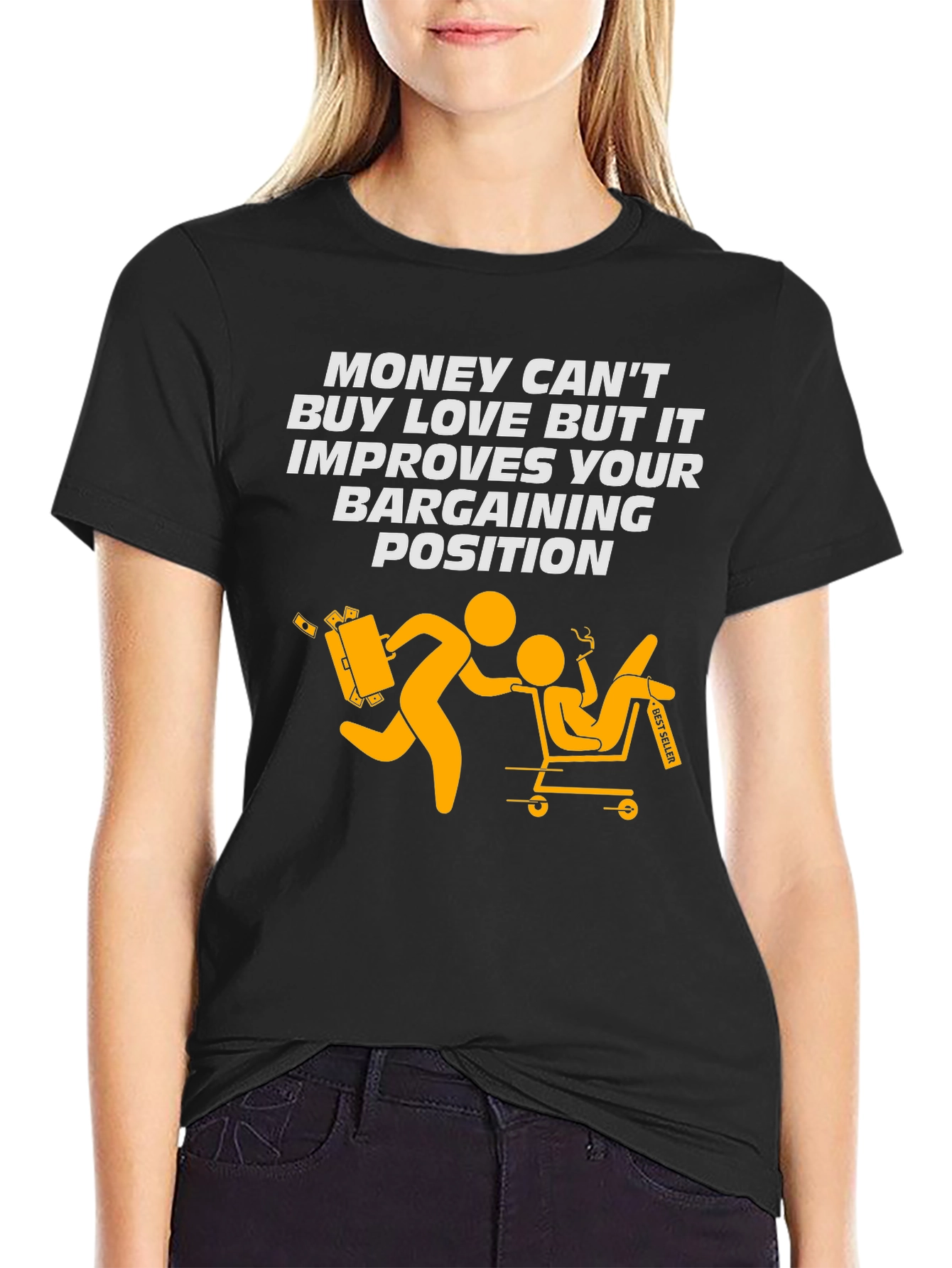 Black Funny Money Bargaining Position Graphic Tee view 2