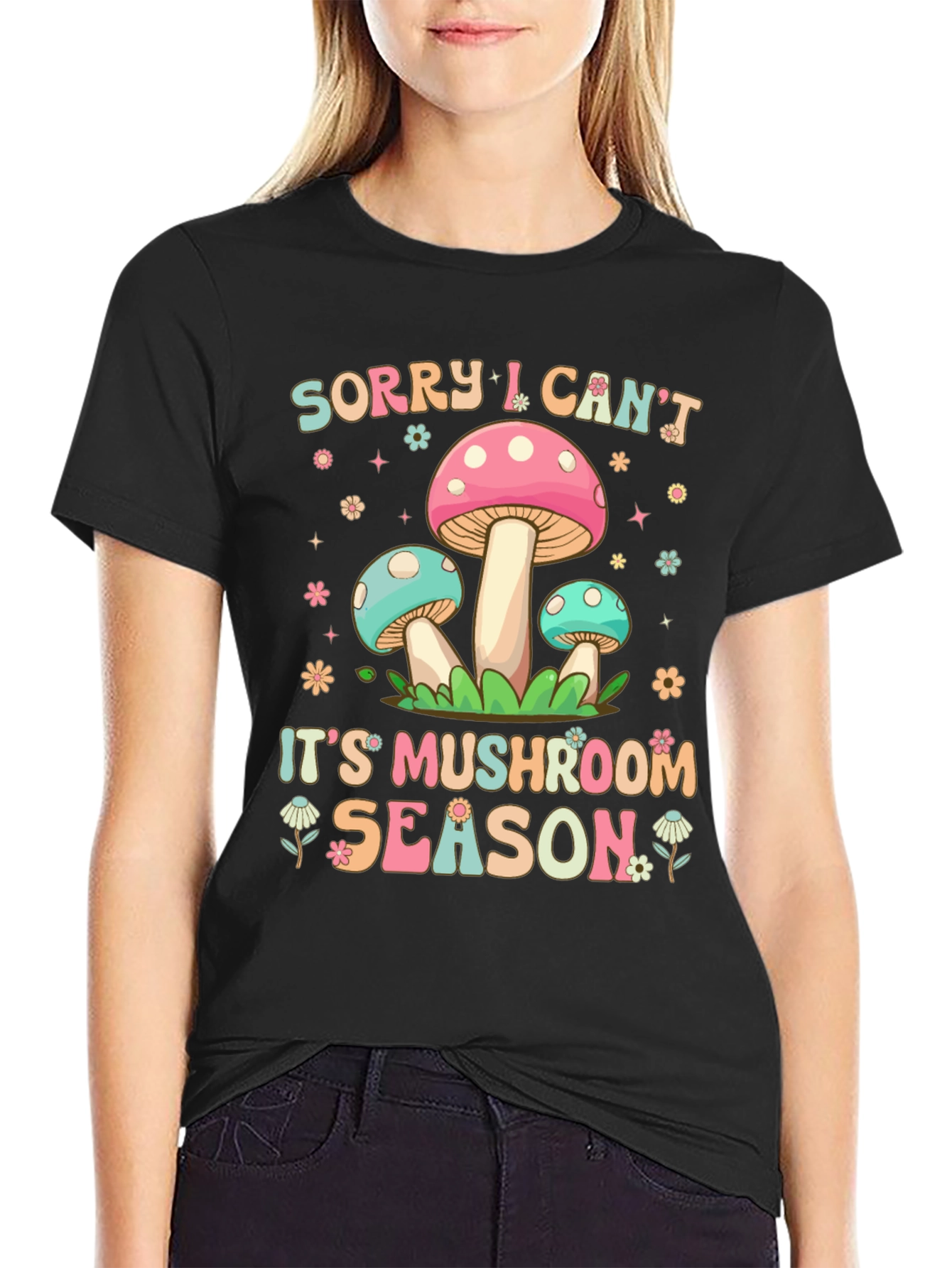 Black Mushroom Season Graphic Tee view 2