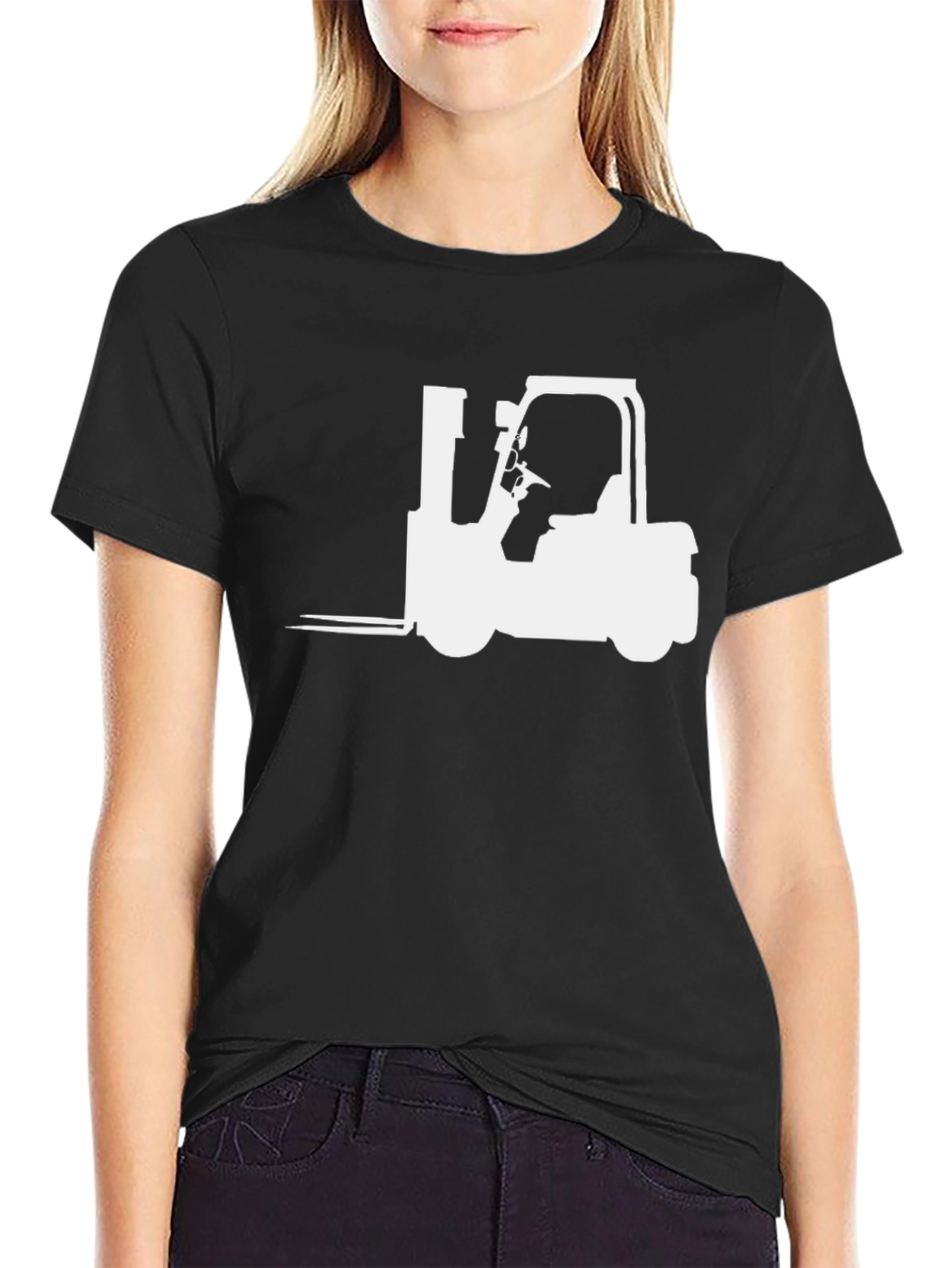 Black Forklift Graphic Tee - Black Cotton Blend view 2