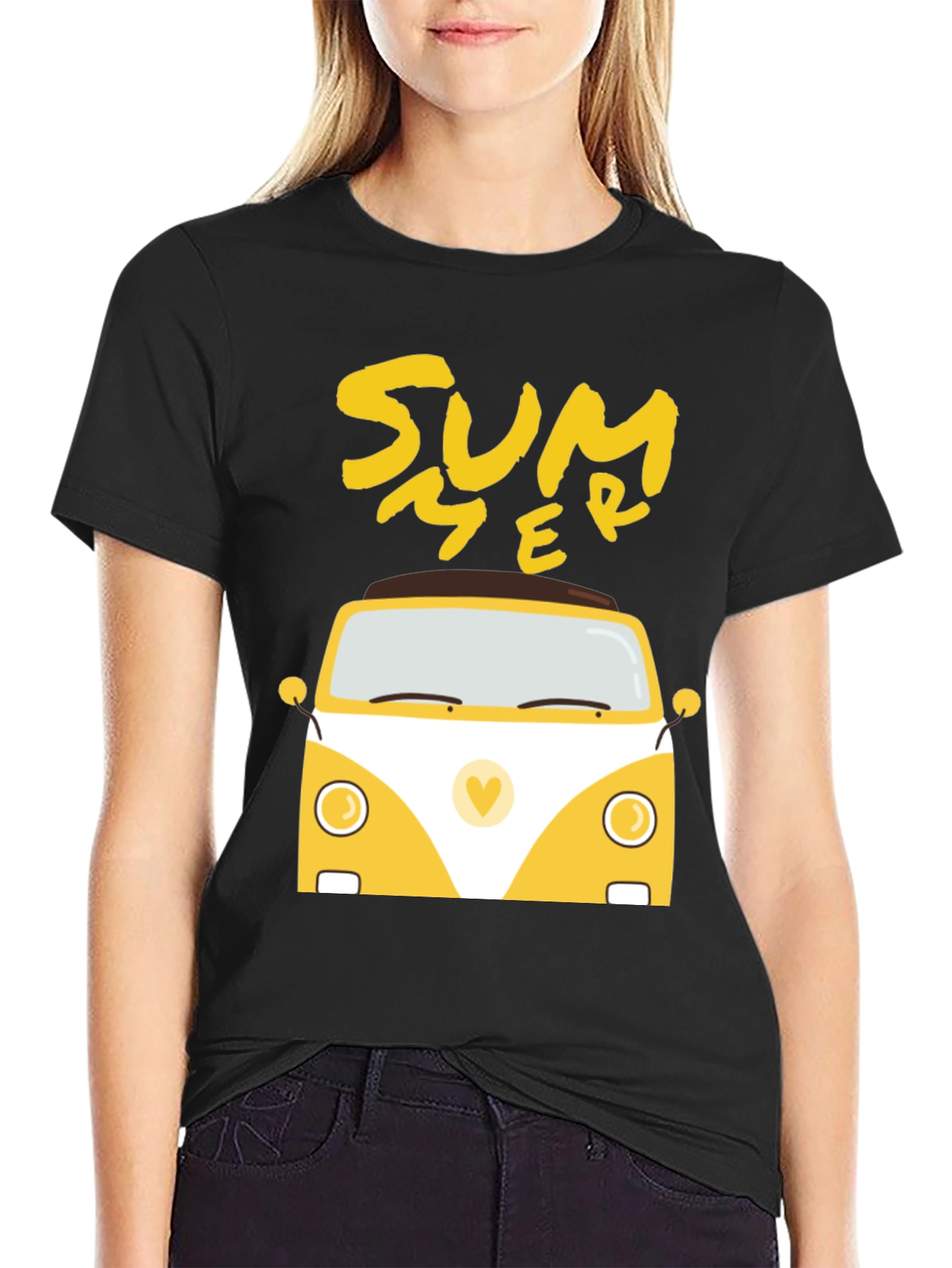 Black Summer Van Graphic Tee - Black view 2