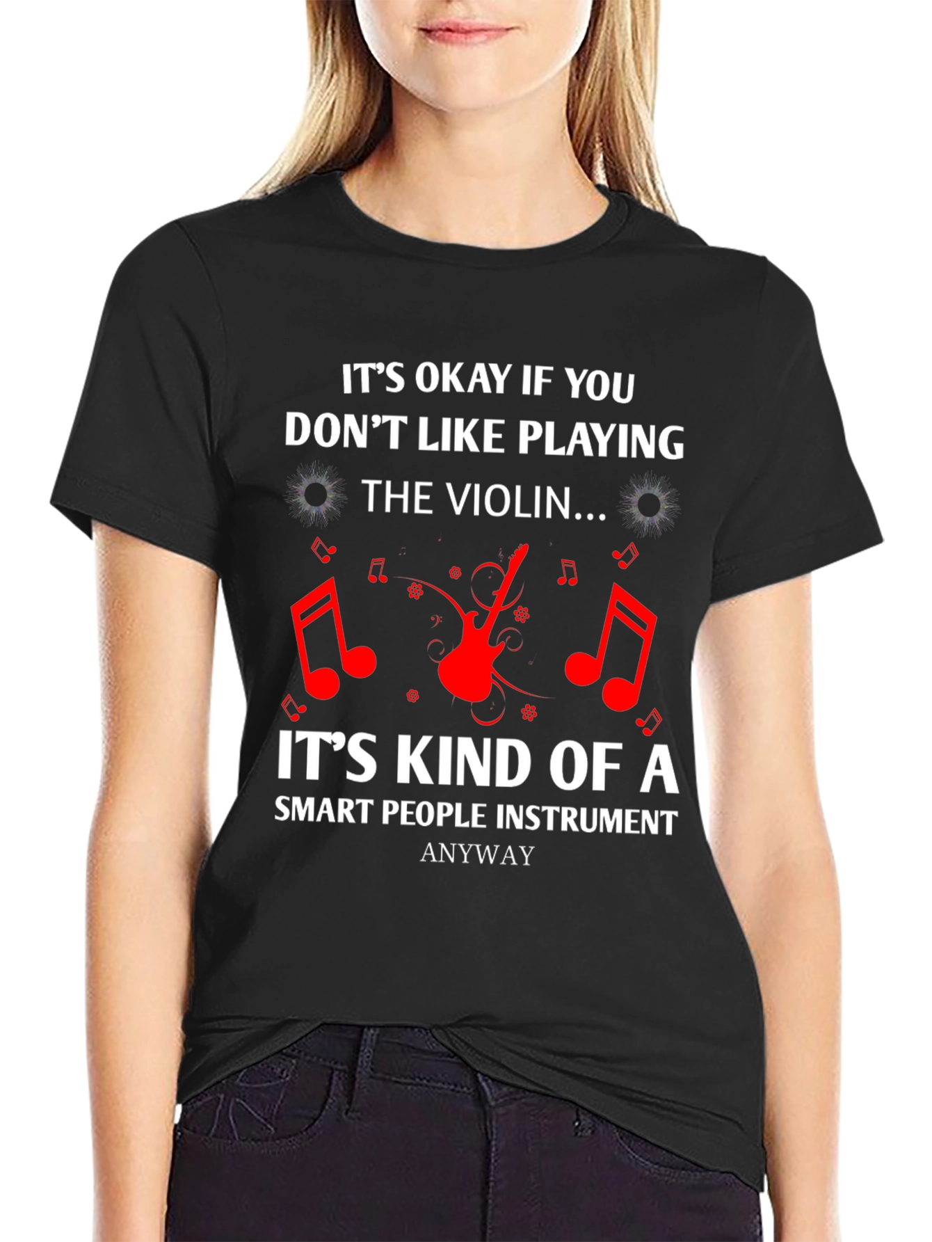 Black Funny Violin Lover T-Shirt - Smart People Instrument view 2