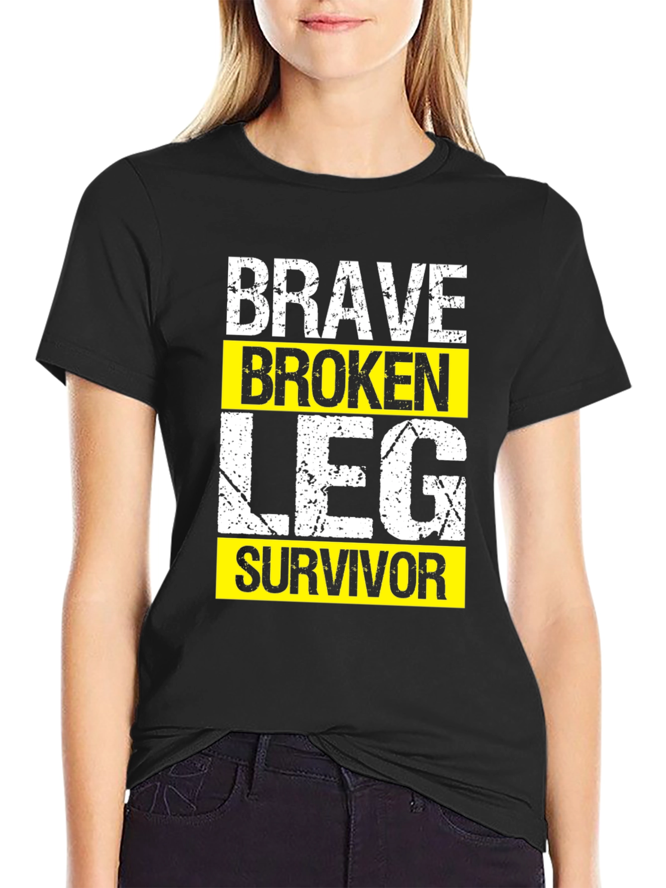 Black Brave Broken Leg Survivor Graphic T-Shirt view 2