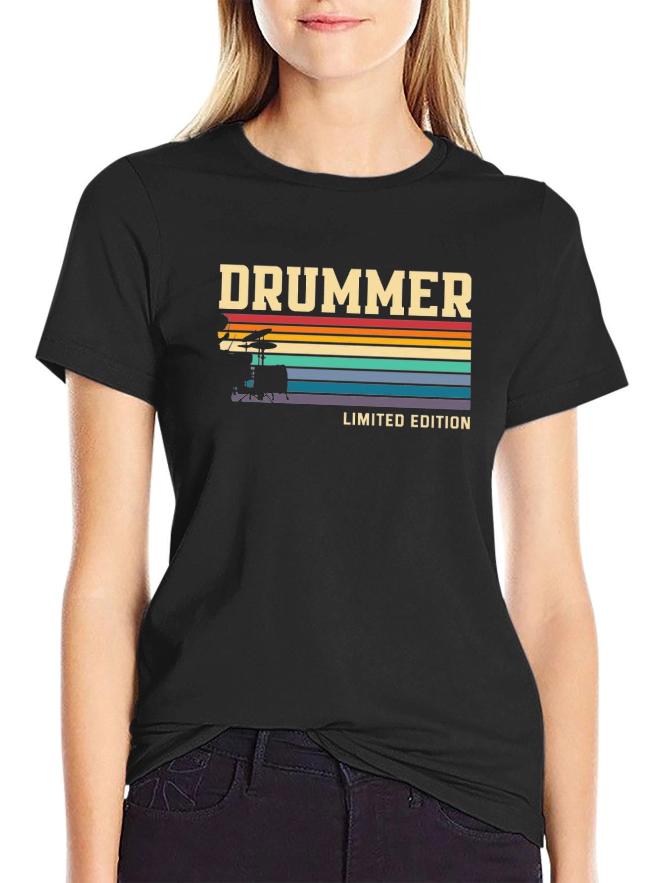 Black Vintage Drummer Limited Edition Graphic T-Shirt view 2