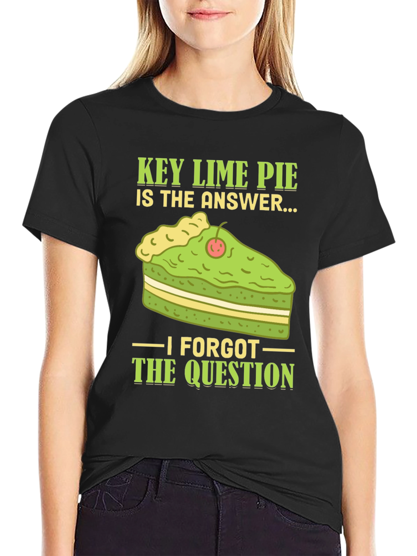 Black Key Lime Pie Answer T-Shirt - Funny Dessert Tee view 2