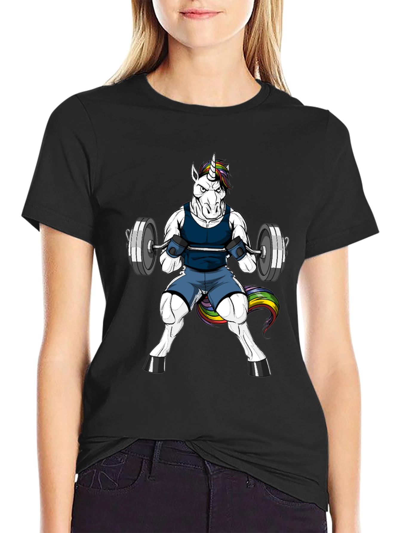 Black Unicorn Gym T-Shirt - Funny Workout Tee view 2