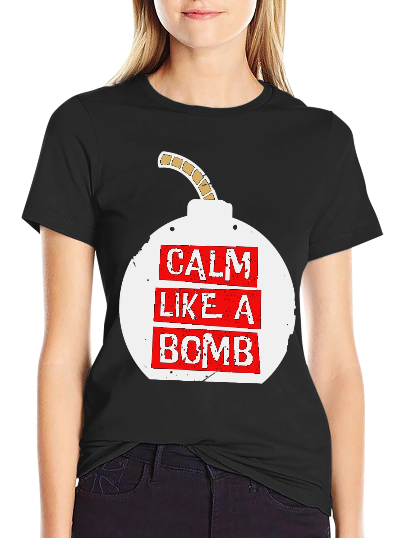Black Calm Like A Bomb Graphic Tee view 2