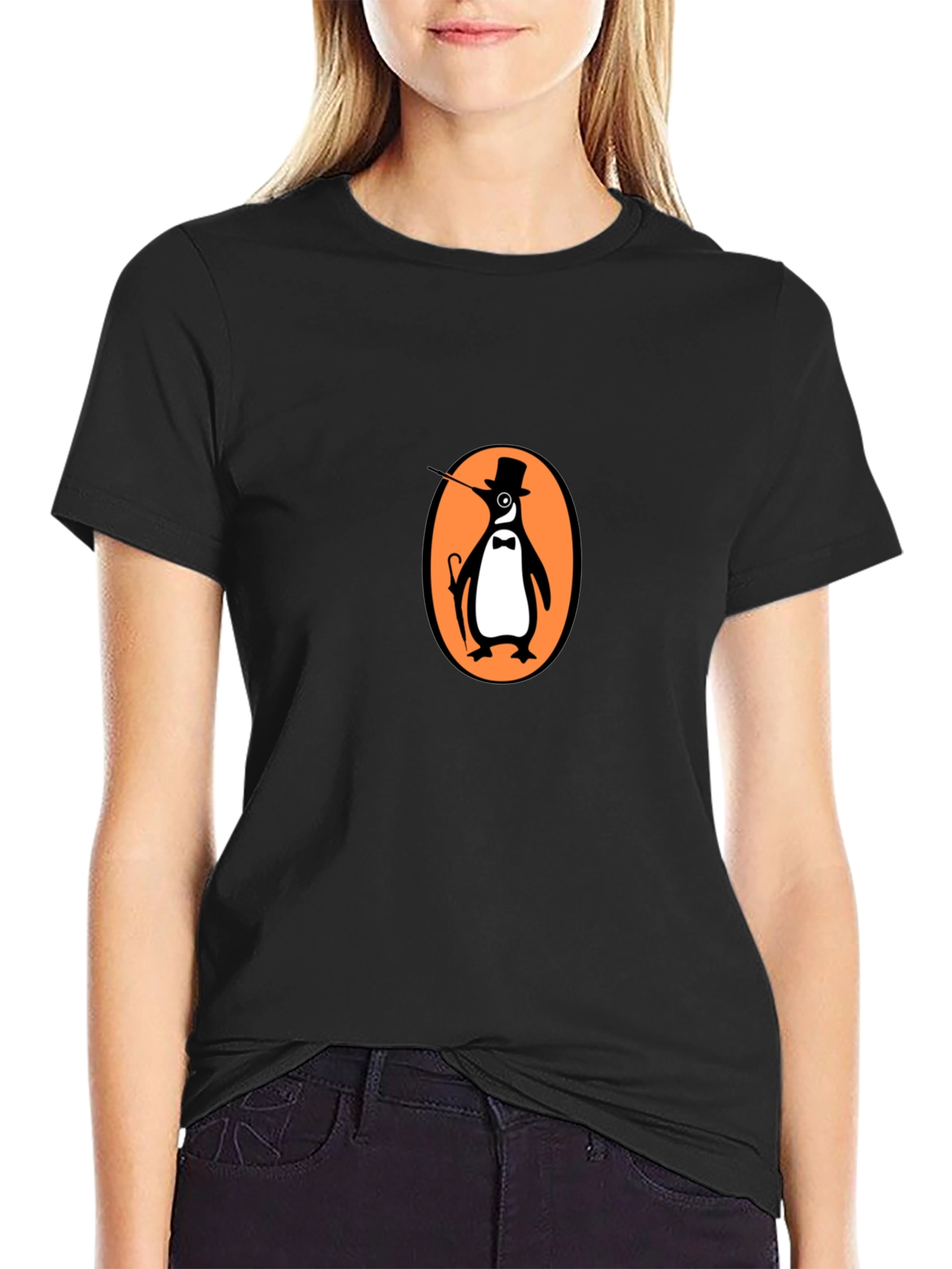 Black Gentleman Penguin Graphic Tee - Black view 2
