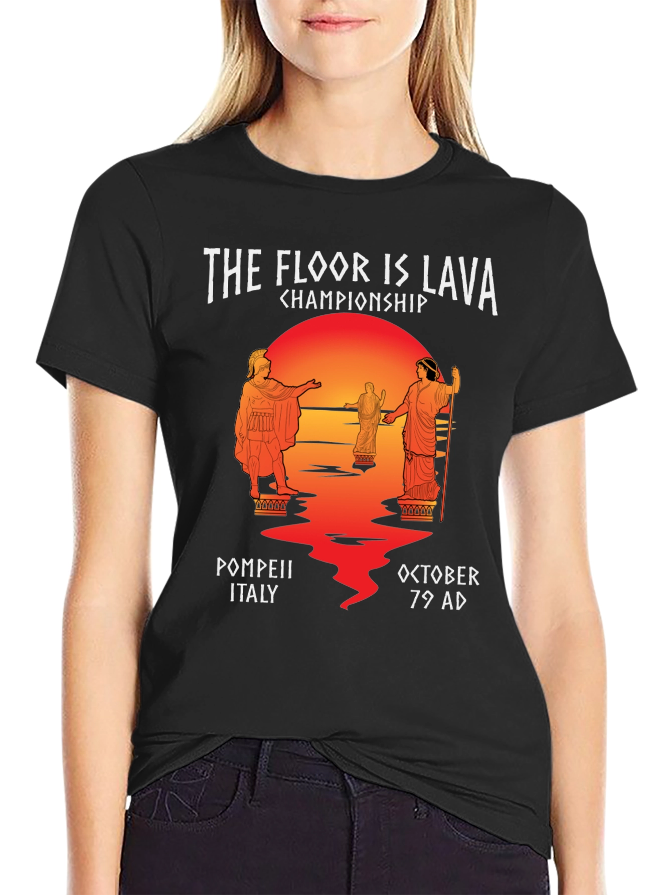 Black The Floor is Lava Championship T-Shirt view 2