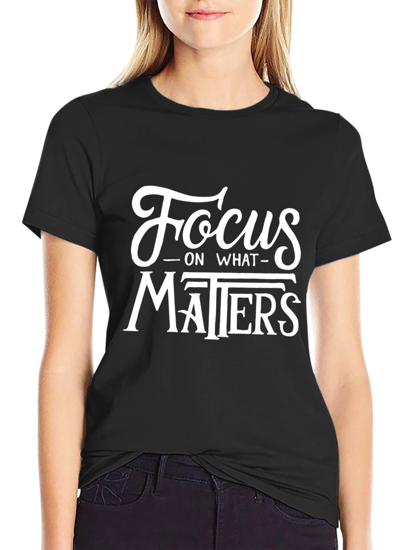Black Focus on What Matters Black T-Shirt view 2