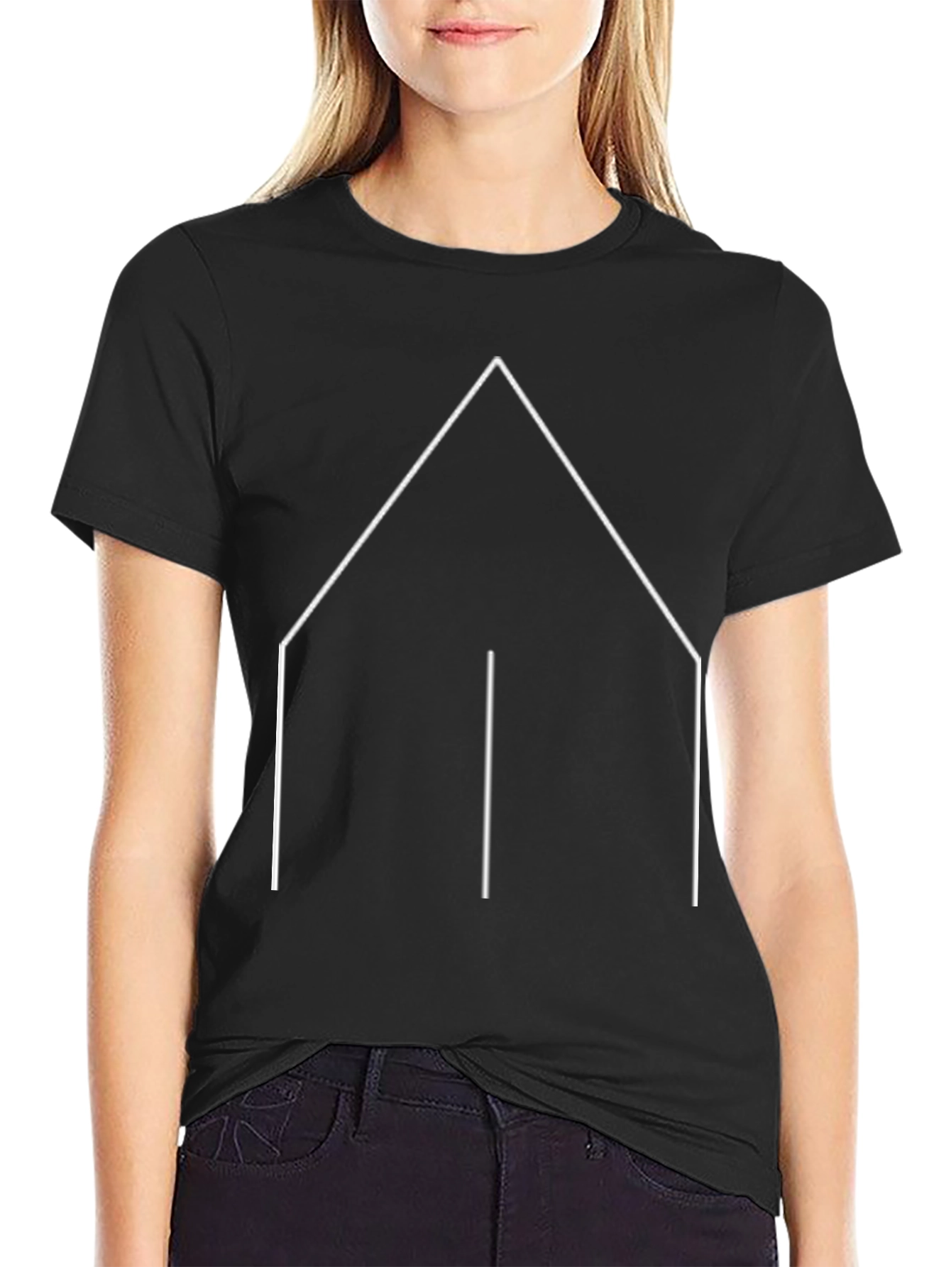 Black Minimalist Geometric House T-Shirt view 2