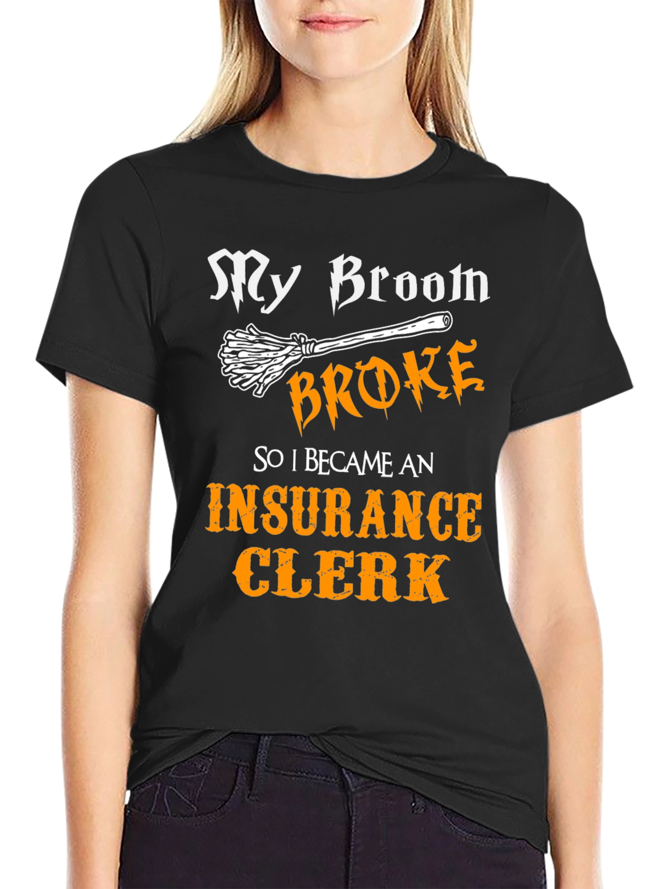 Black Funny Halloween Insurance Clerk T-Shirt view 2