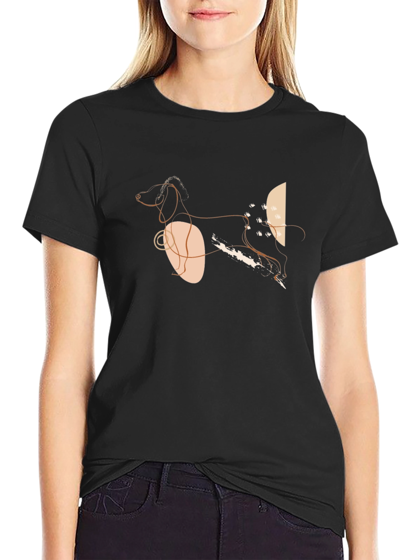 Black Abstract Dog Graphic T-Shirt - Stylish, Modern view 2