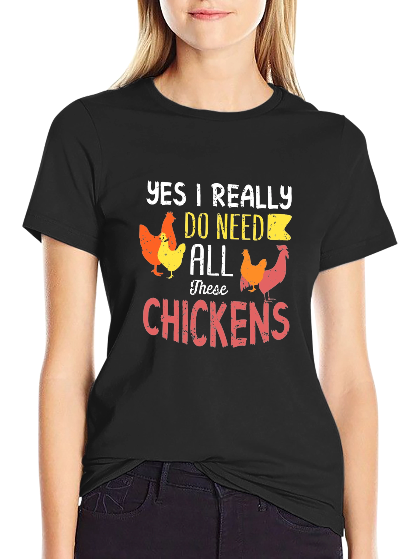 Black Funny Chicken Lover T-Shirt - Yes I Need All These Chickens view 2