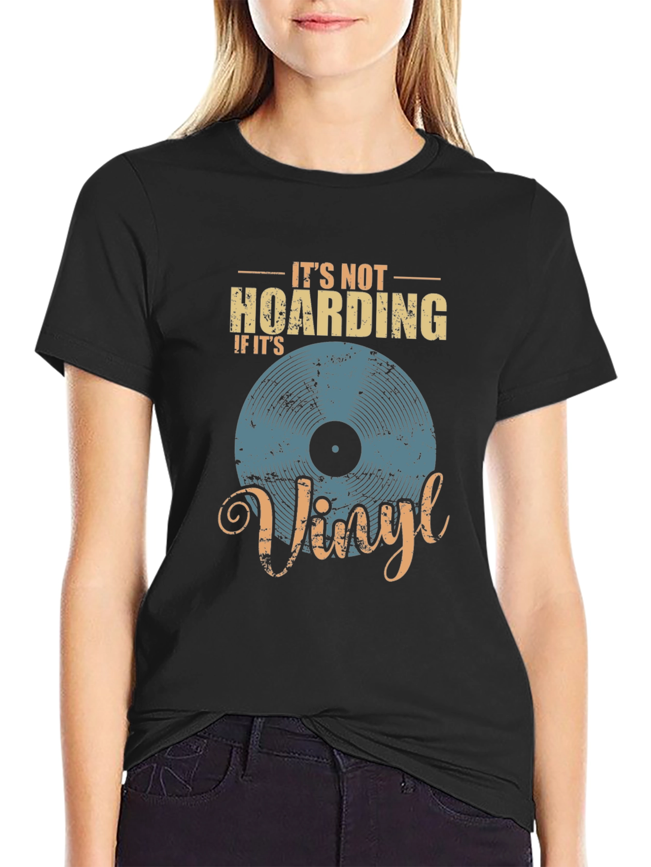 Black Vinyl Record Lover T-Shirt - It's Not Hoarding view 2