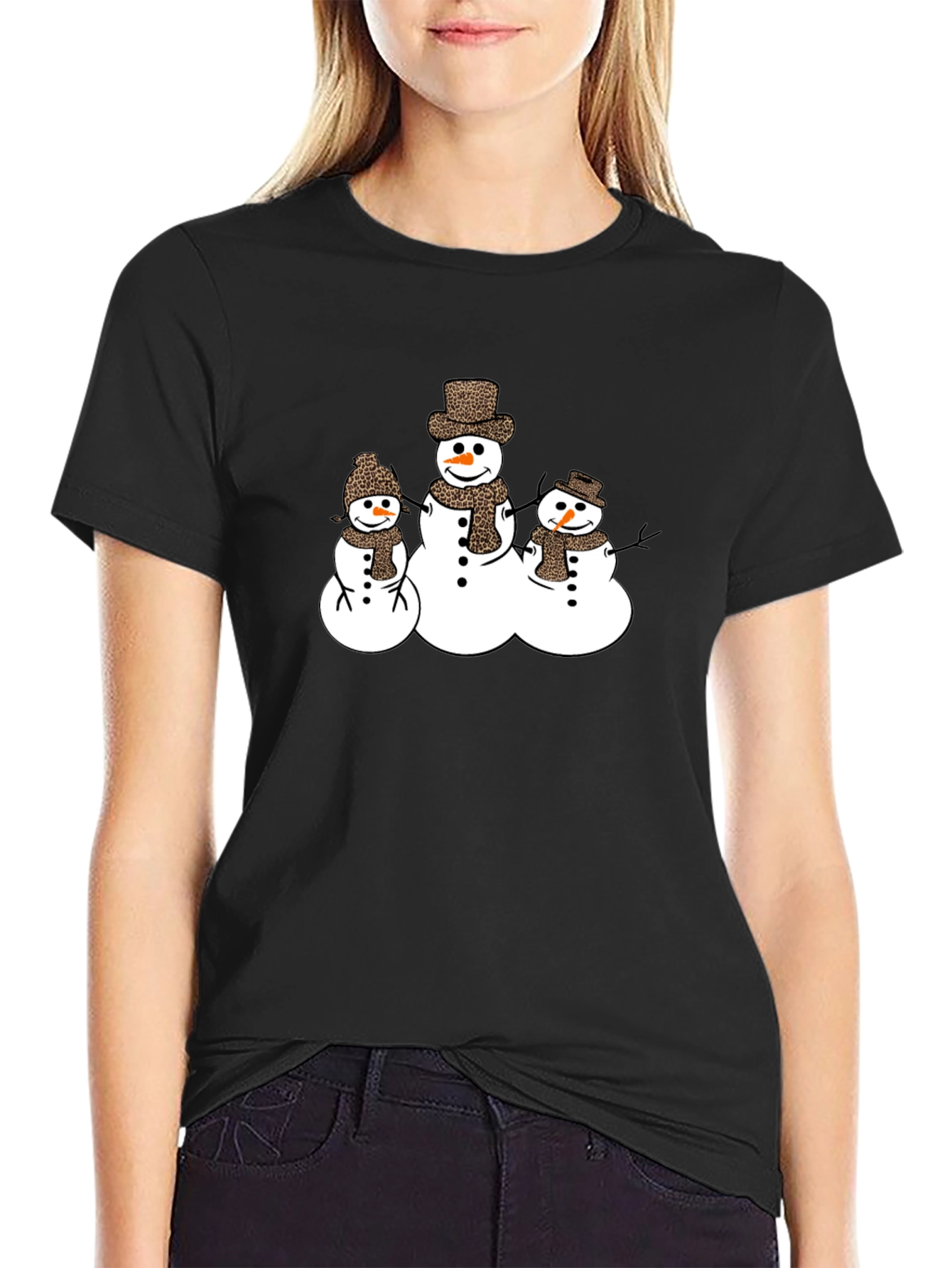 Black Snowman Family Graphic Tee view 2