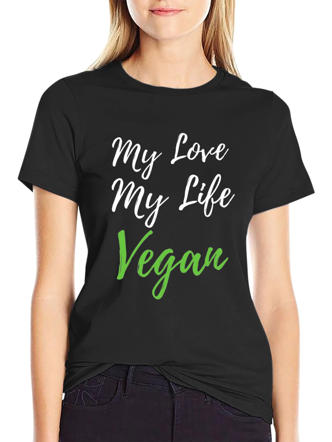 Black My Love My Life Vegan Black T-Shirt view 2