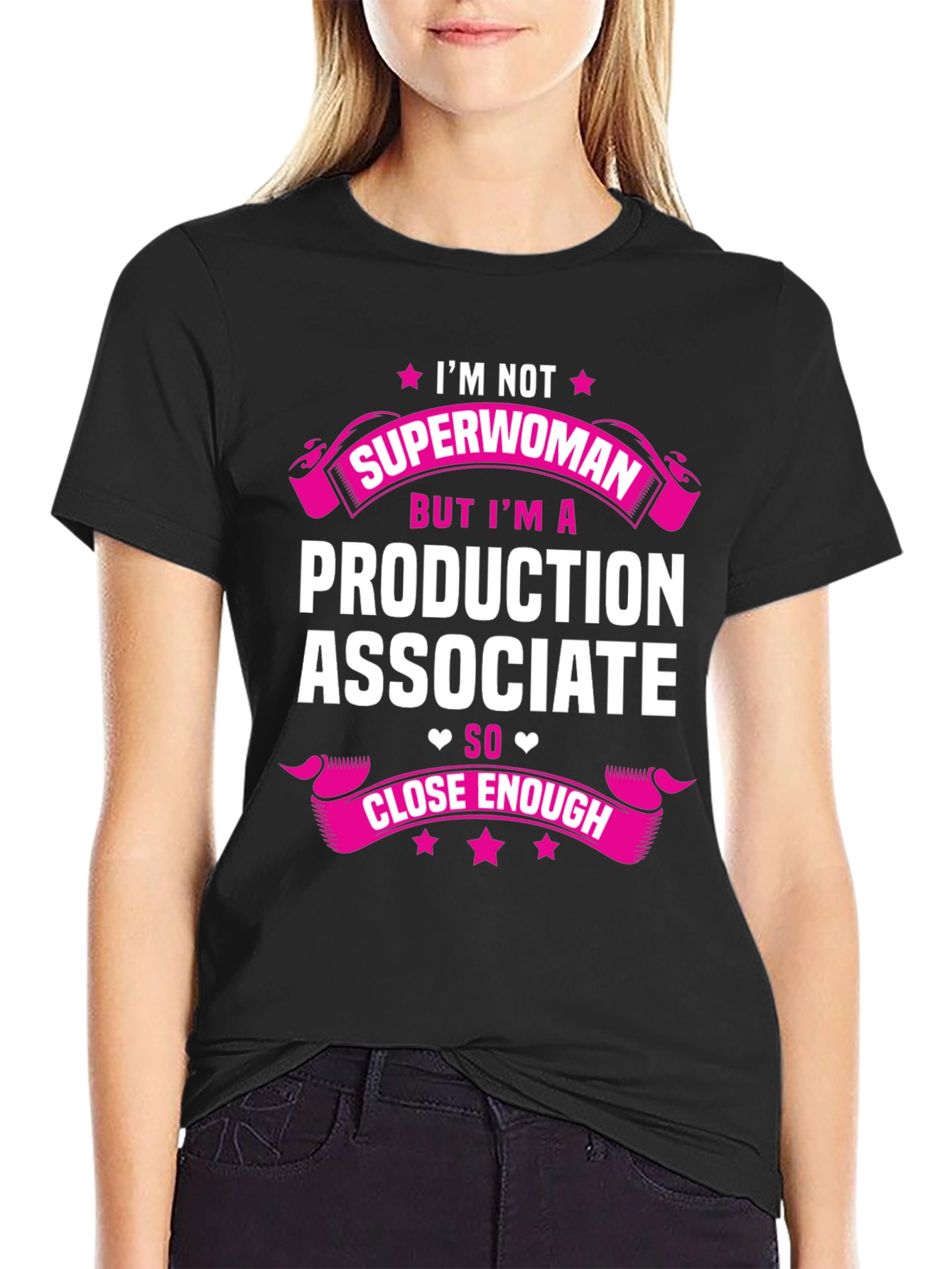 Black Production Associate T-Shirt - Superwoman Close Enough Tee view 2