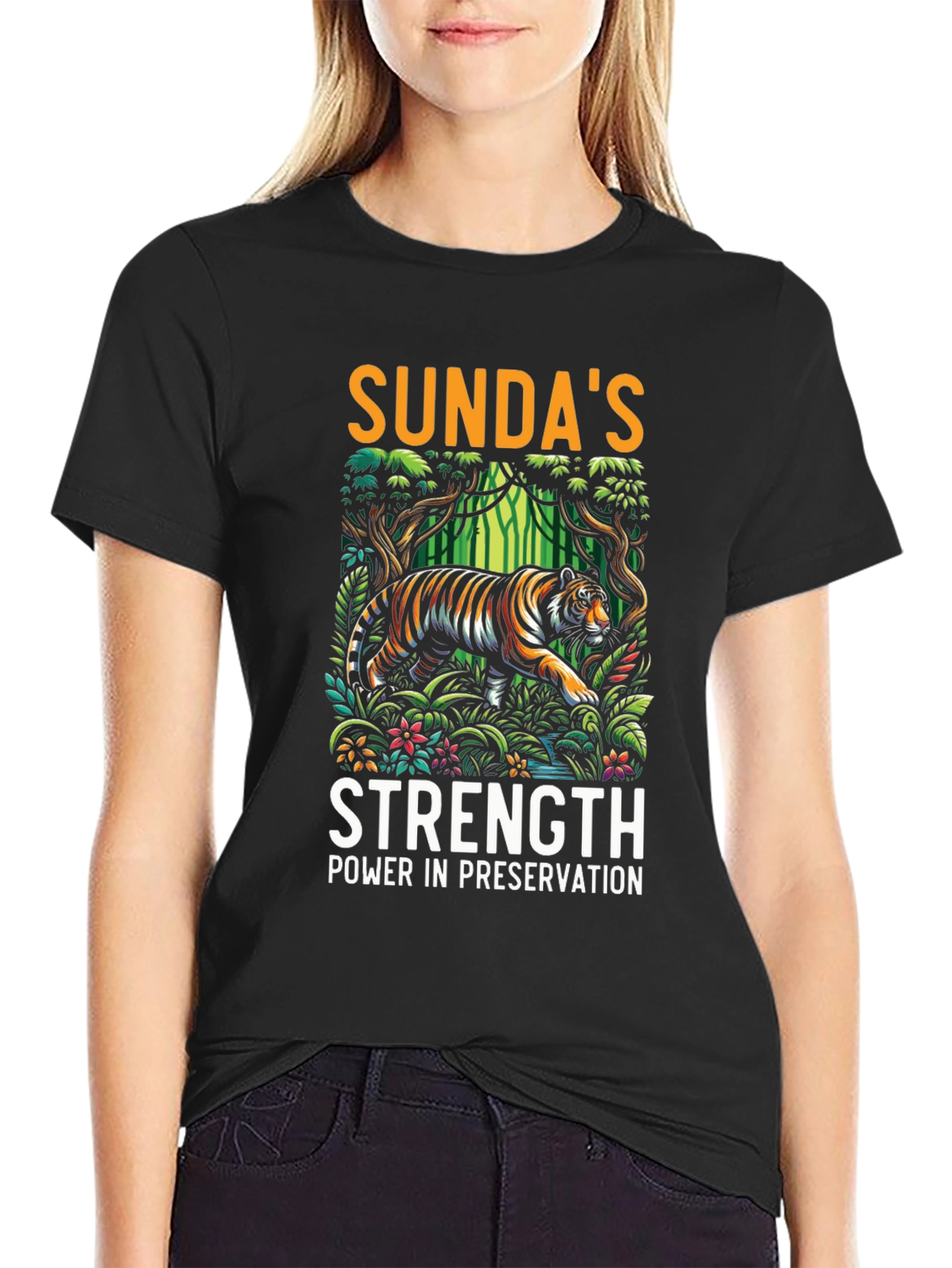 Black Sunda's Strength Tiger Graphic Tee view 2