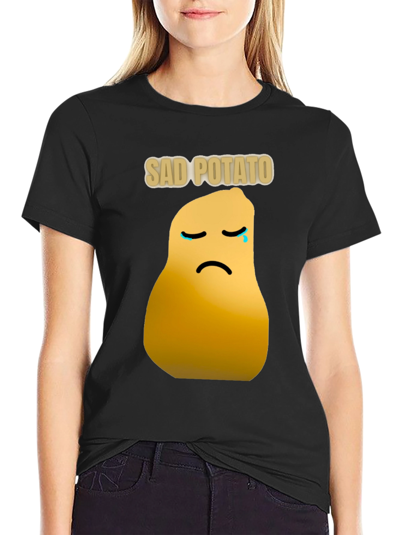 Black Sad Potato Graphic T-Shirt - Unisex Cotton Tee view 2