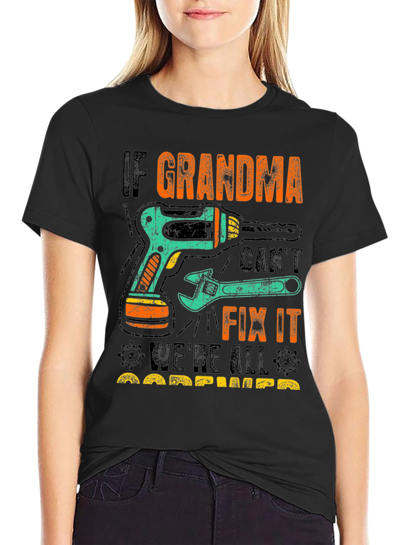 Black If Grandma Can't Fix It T-Shirt view 2