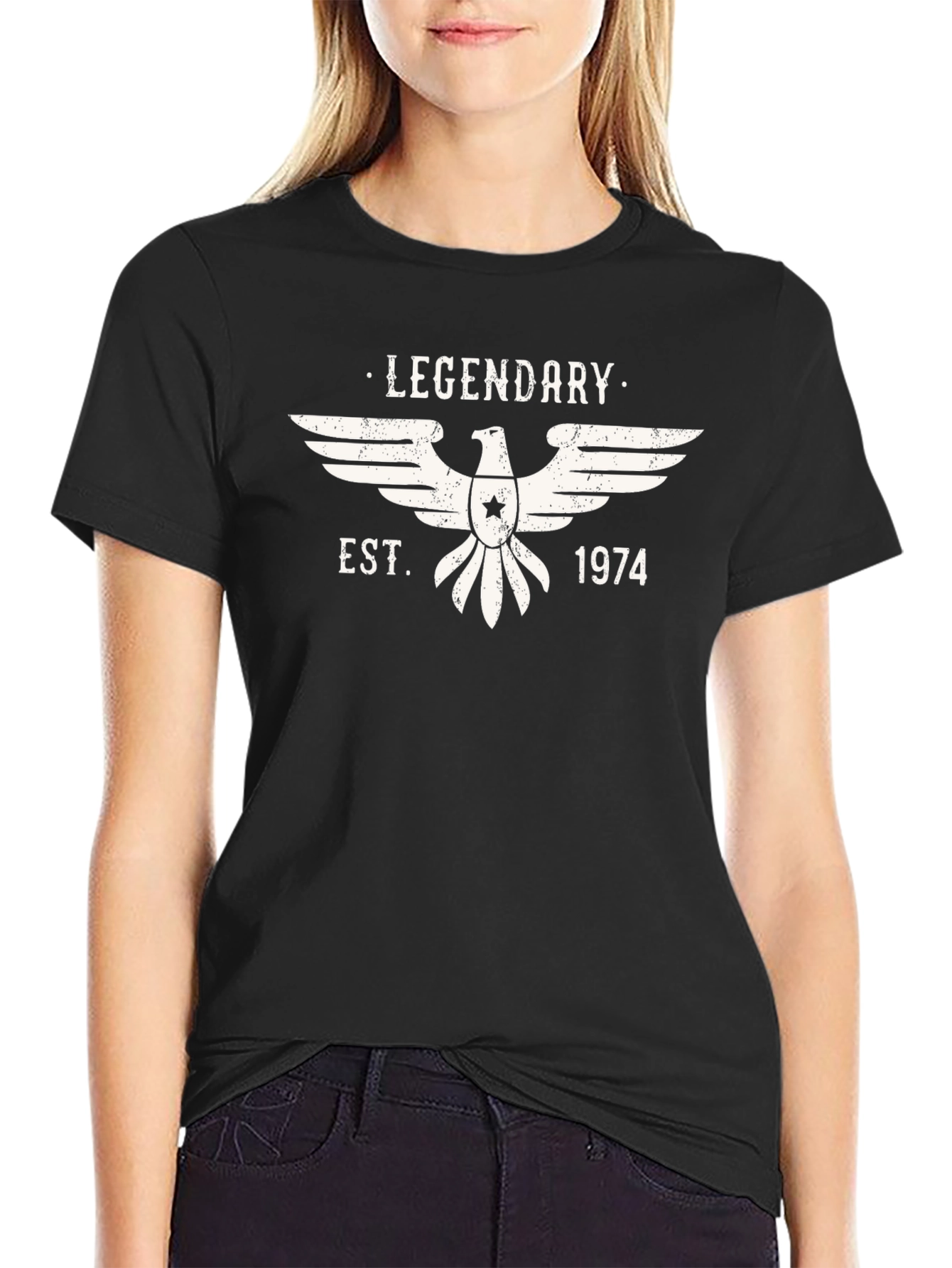 Black Legendary EST. 1974 Eagle Graphic T-Shirt view 2