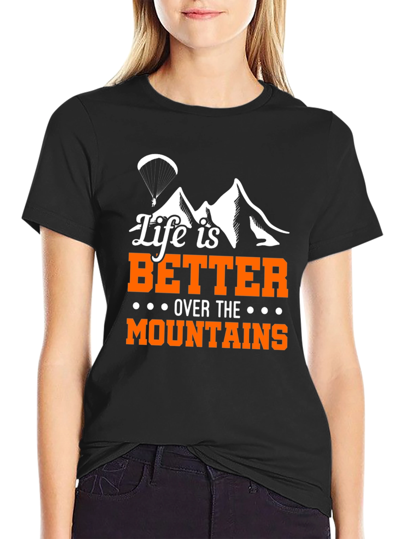 Black Life is Better Over Mountains Graphic Tee view 2