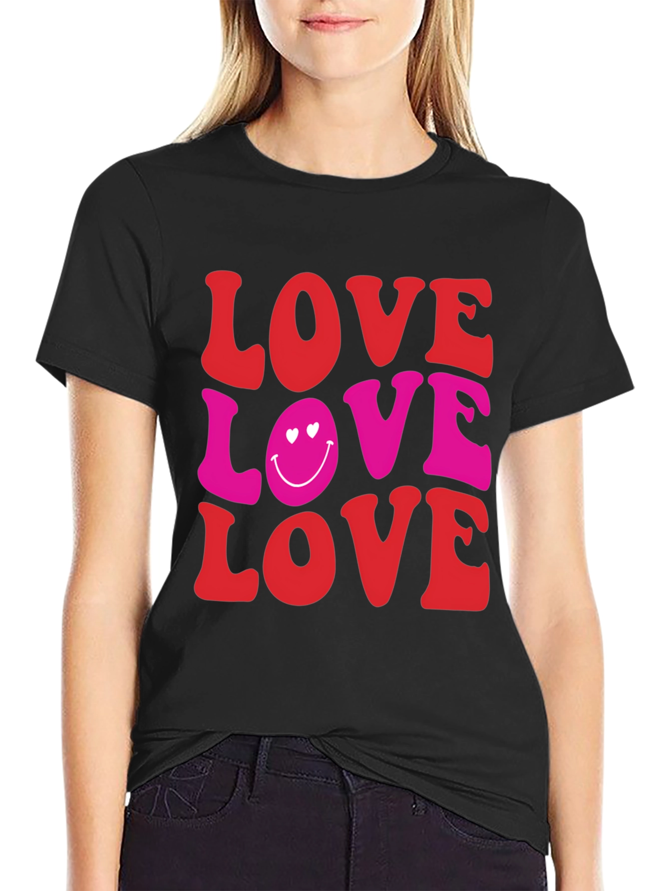 Black Love Smiley Face Graphic Tee view 2