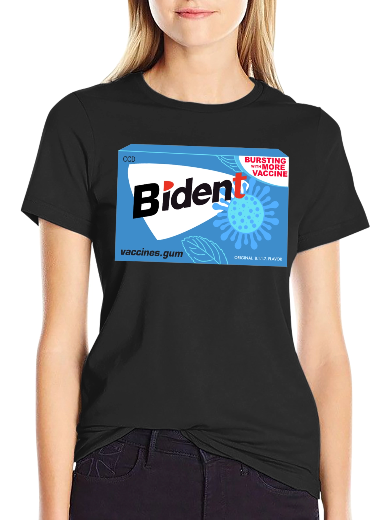 Black Biden Gum T-Shirt - Political Satire Tee view 2