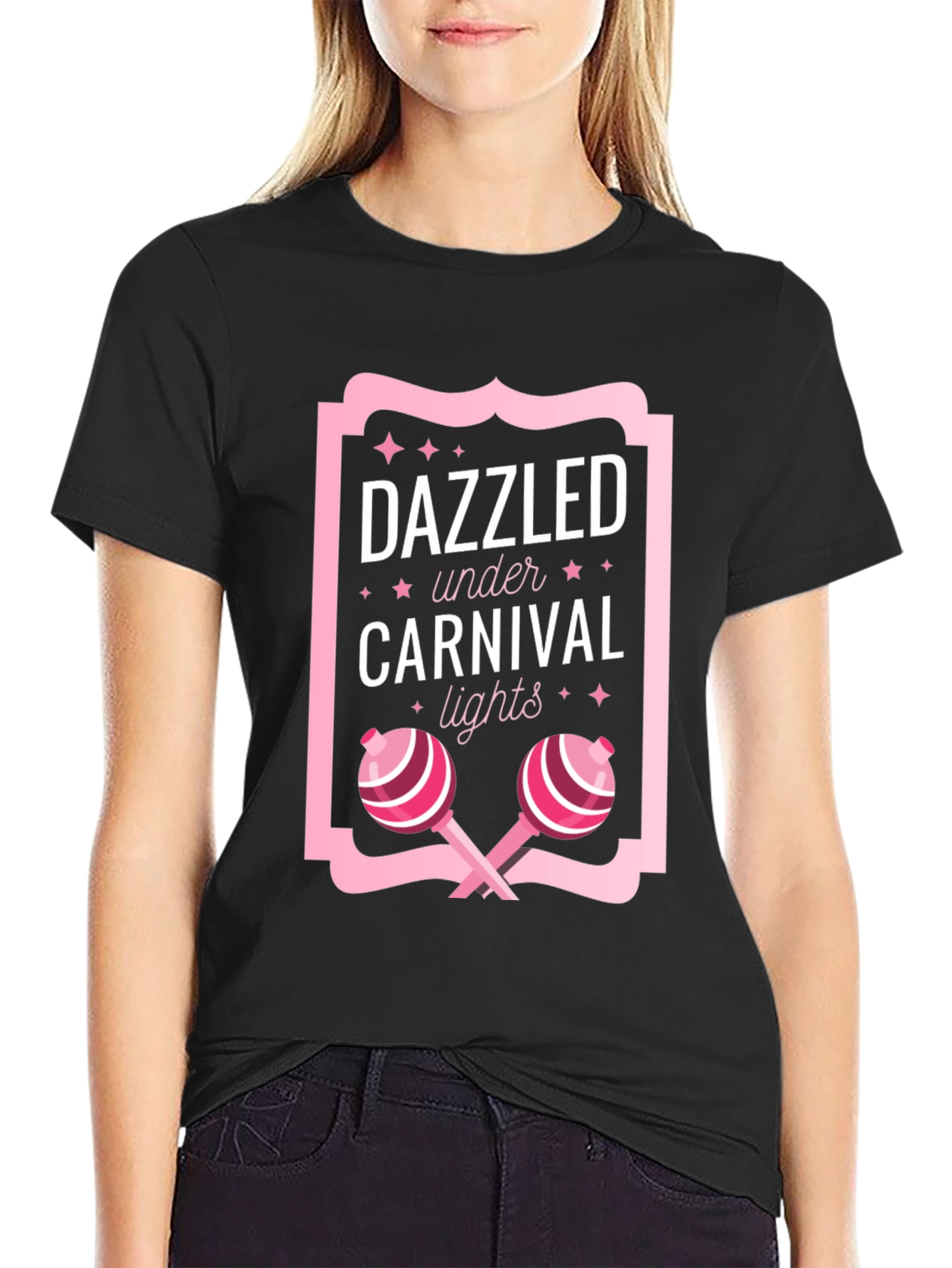 Black Dazzled Under Carnival Lights Graphic Tee view 2