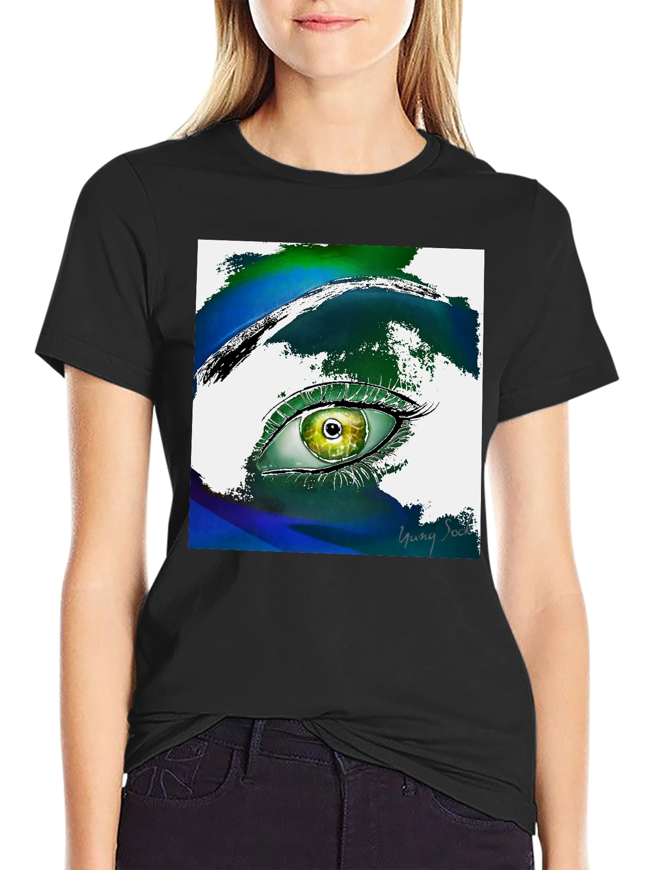 Black Eye Art T-Shirt - Artistic Graphic Tee view 2