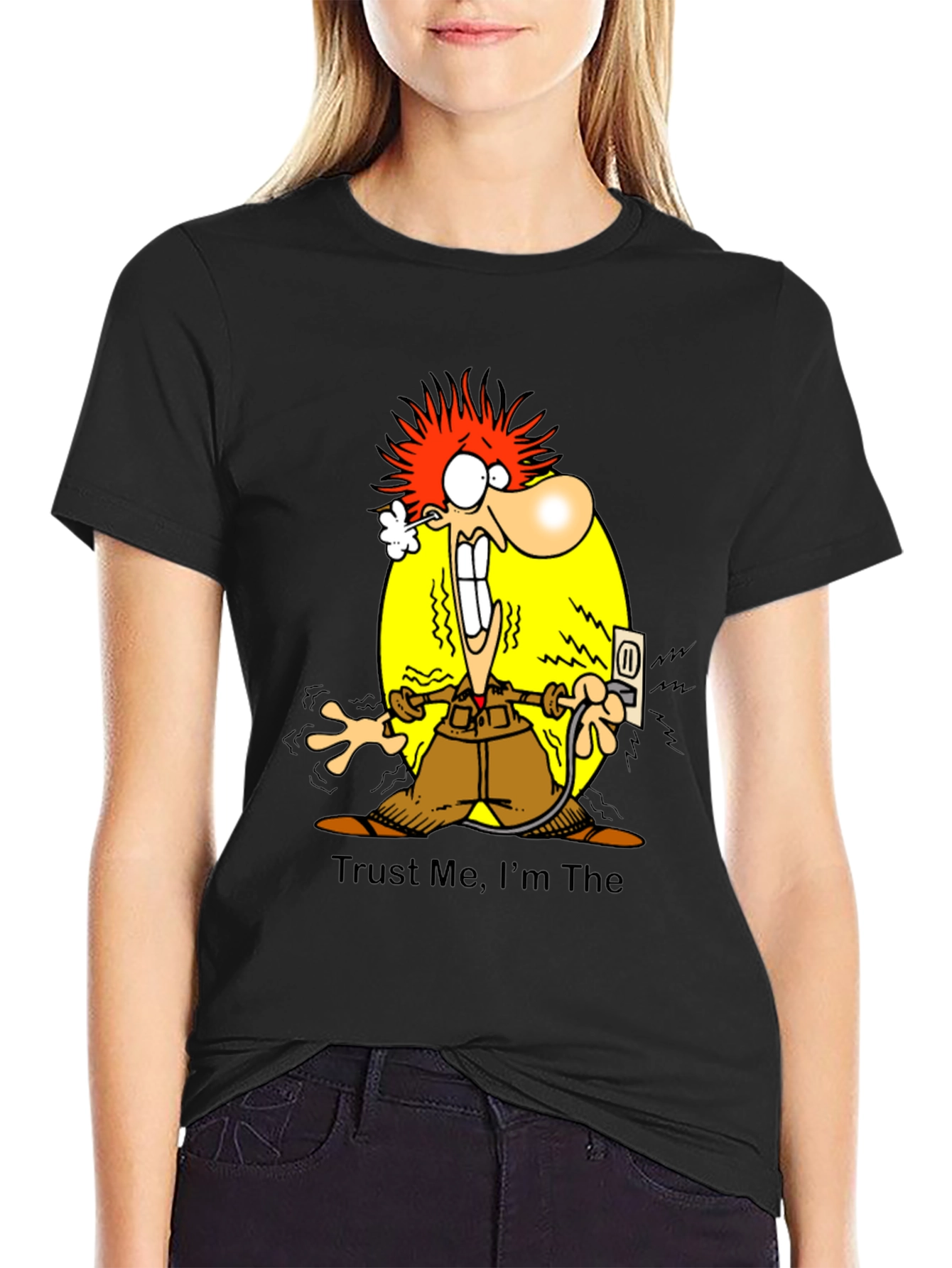 Black Trust Me, I'm The Electrician Funny T-Shirt view 2