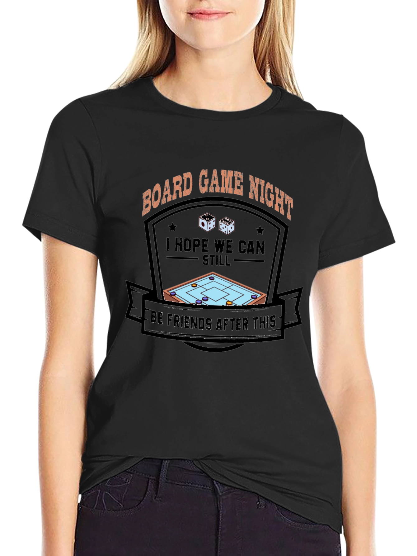 Black Board Game Night Graphic Tee - Funny Gamer Shirt view 2