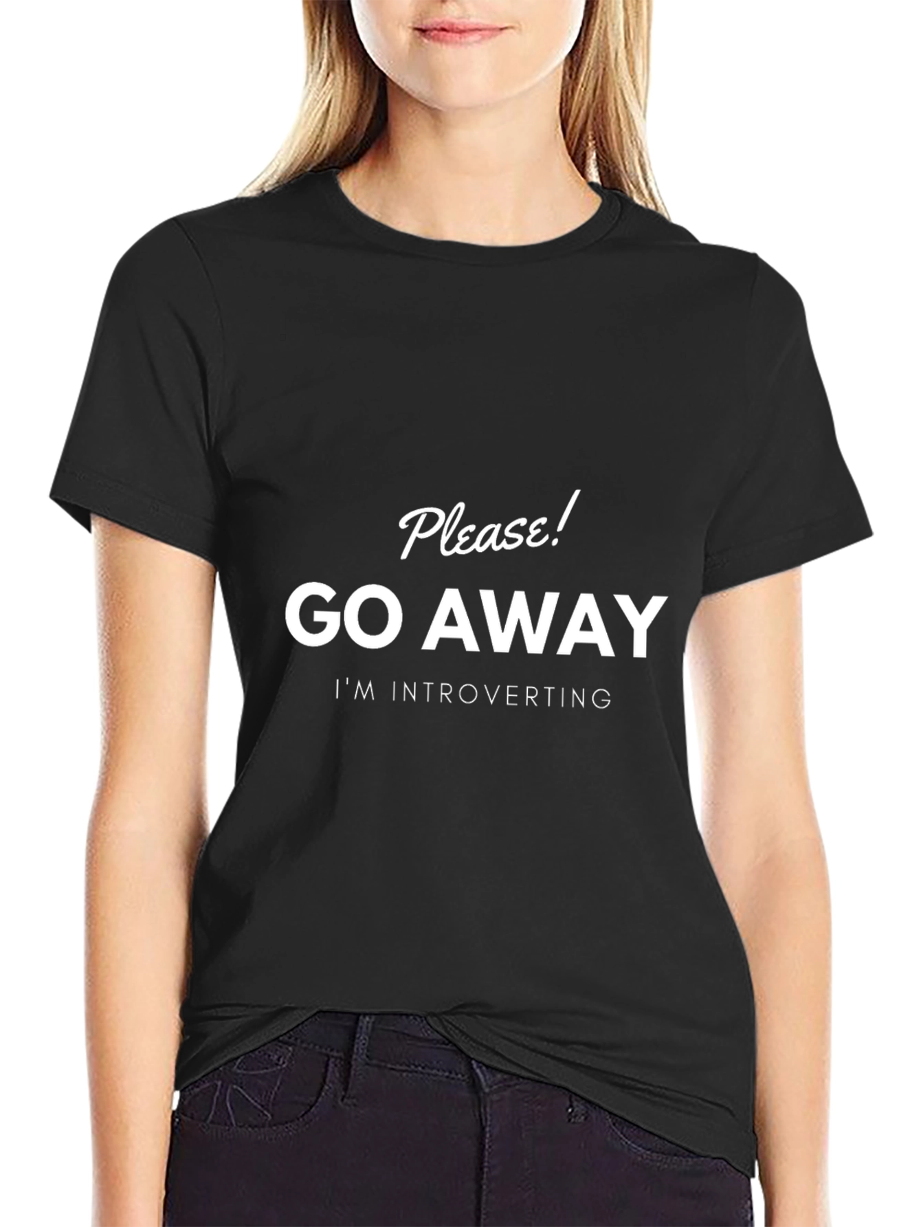 Black Introvert T-Shirt: Please Go Away! view 2