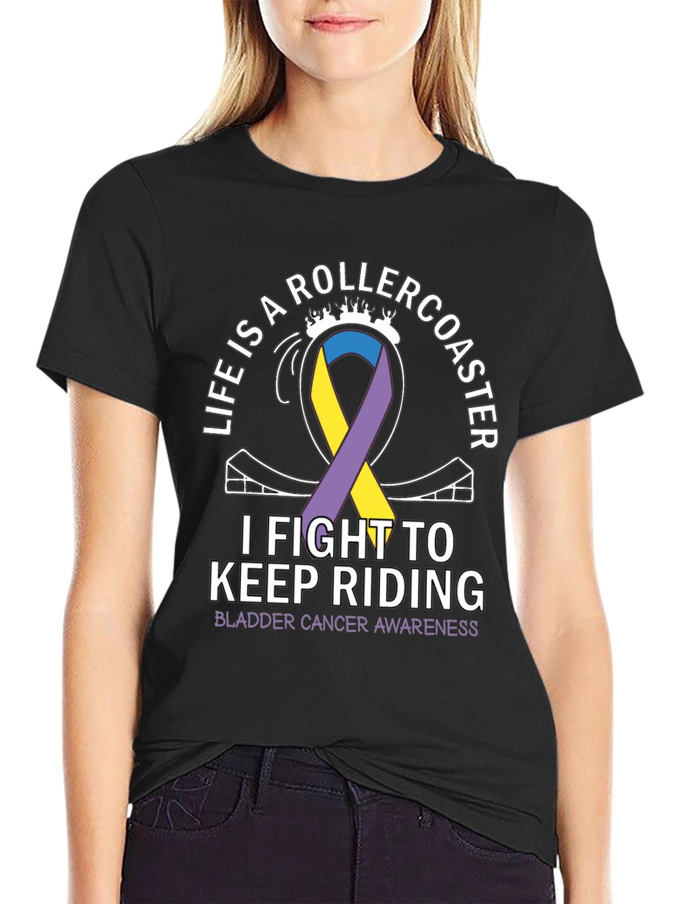 Black Bladder Cancer Awareness T-Shirt view 2