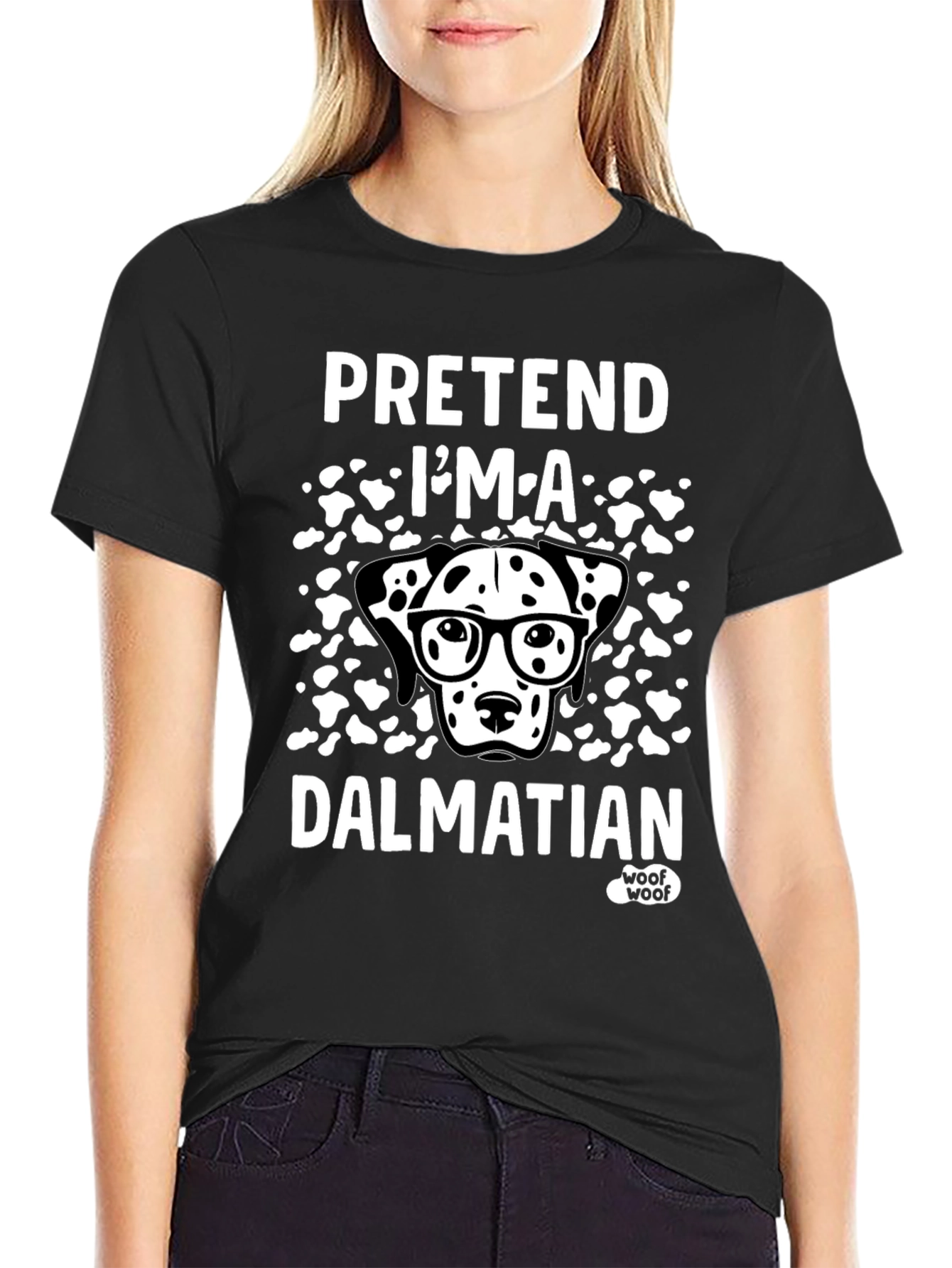 Black Pretend I'm a Dalmatian T-Shirt view 2