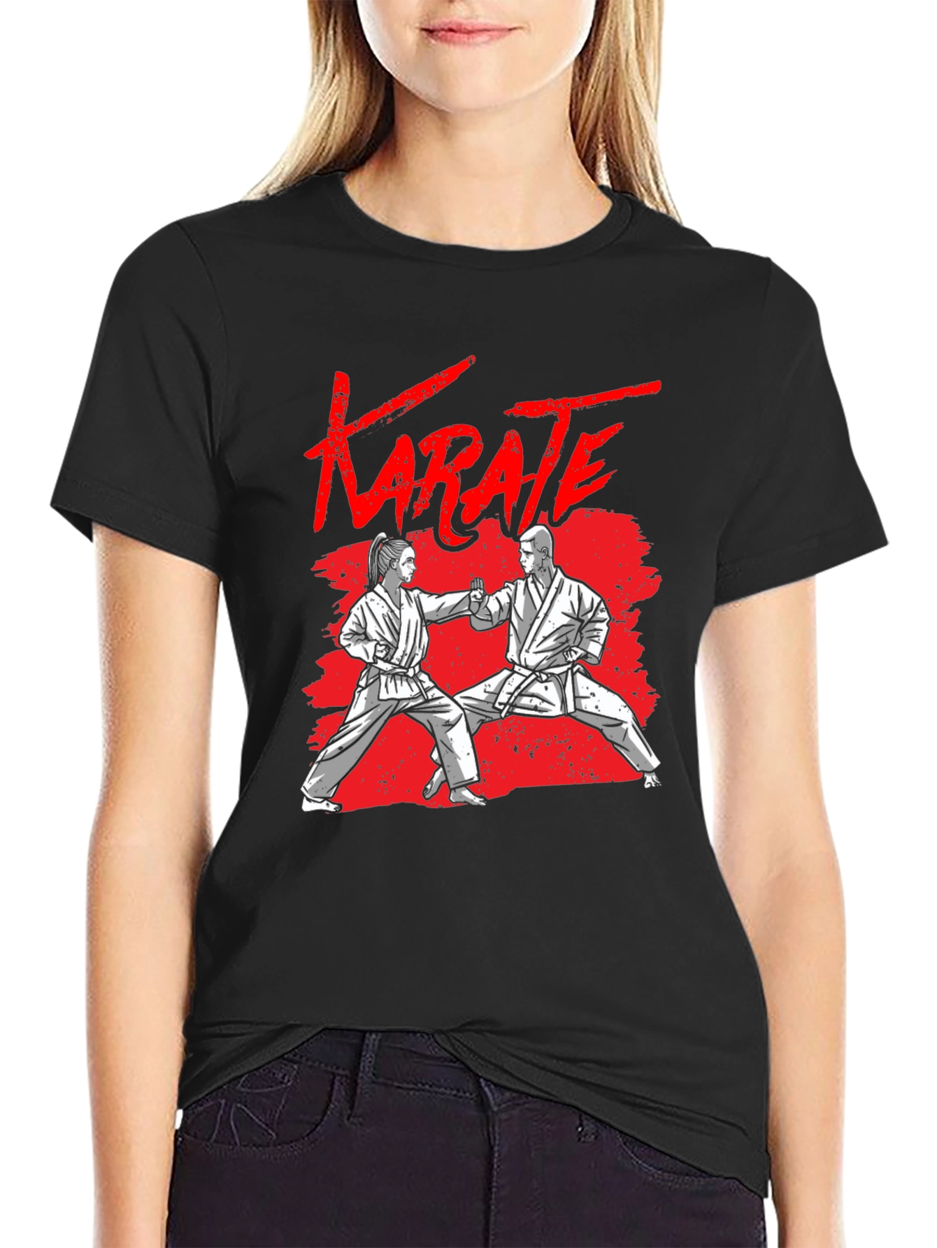 Black Karate Graphic Black T-Shirt view 2