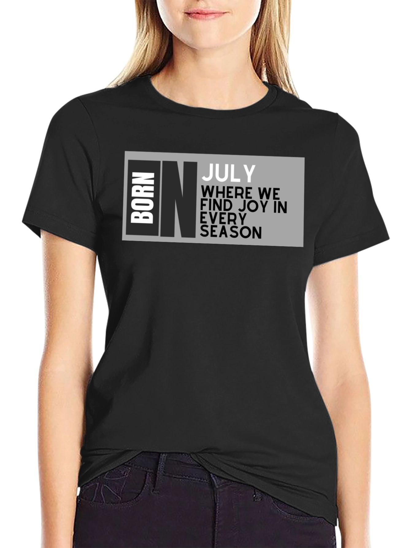 Black Born in July T-Shirt - Birthday Month Tee view 2