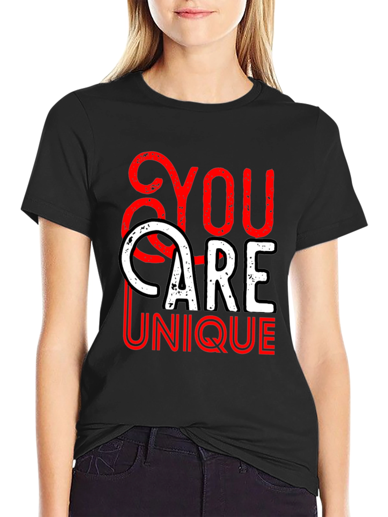 Black You Are Unique Graphic T-Shirt view 2