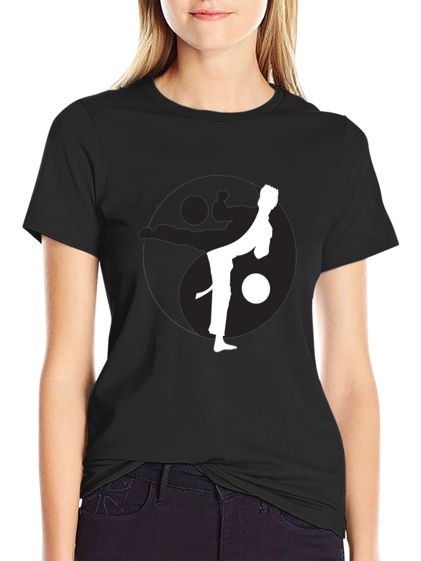 Black Martial Arts Yin Yang Graphic Tee view 2