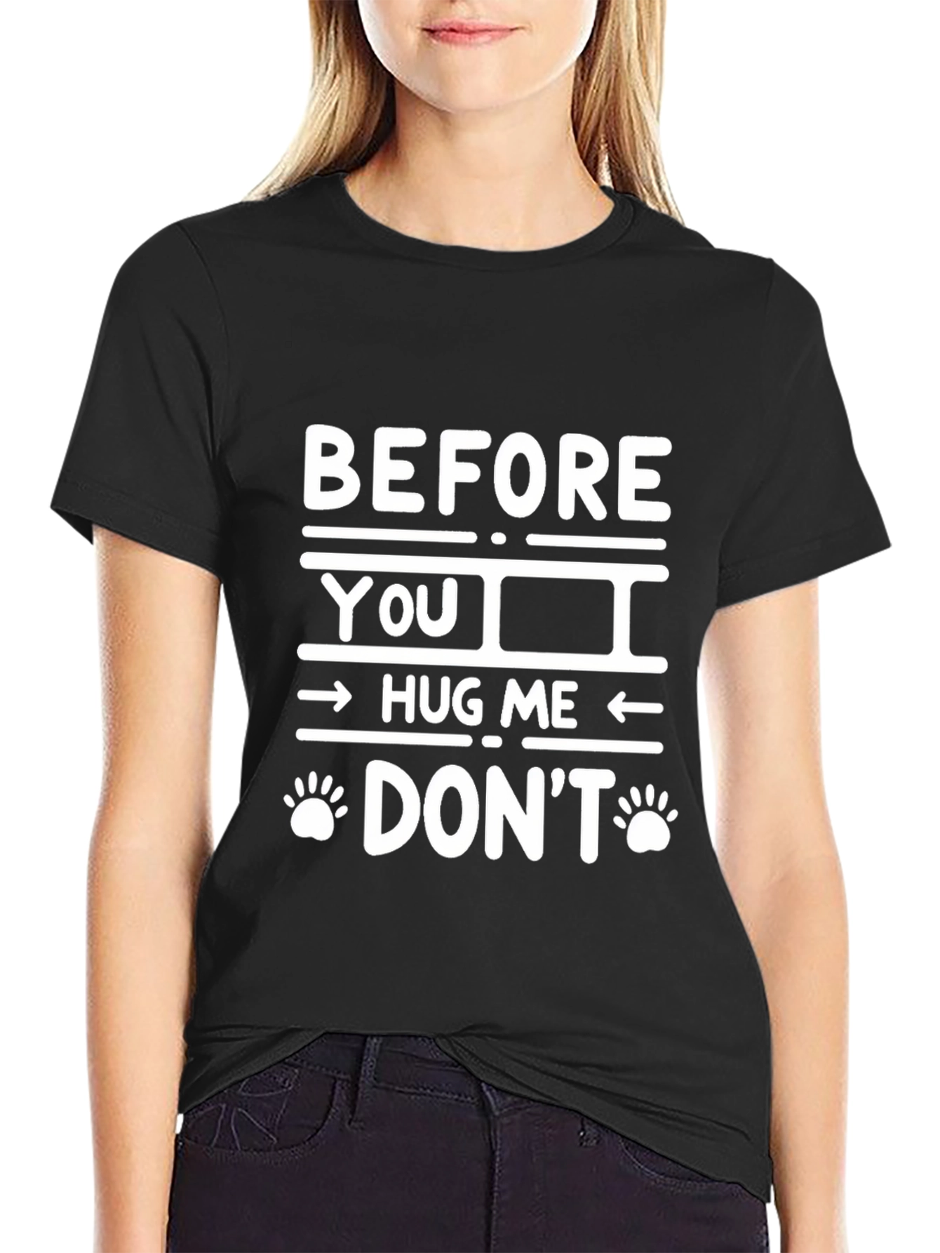 Black Funny "Before You Hug Me Don't" Graphic Tee view 2