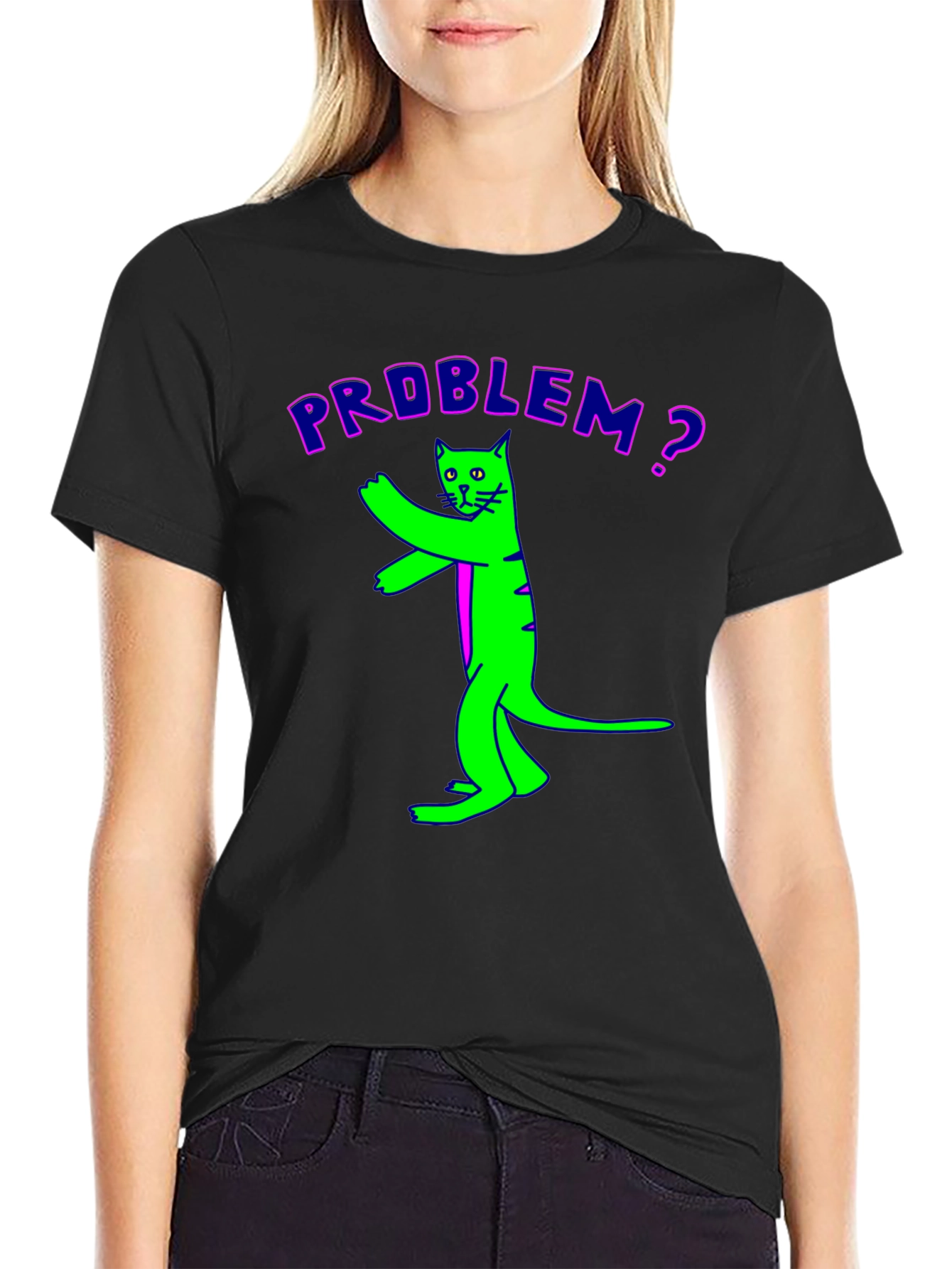 Black Problem Cat Graphic Tee - Unique Funny Design view 2