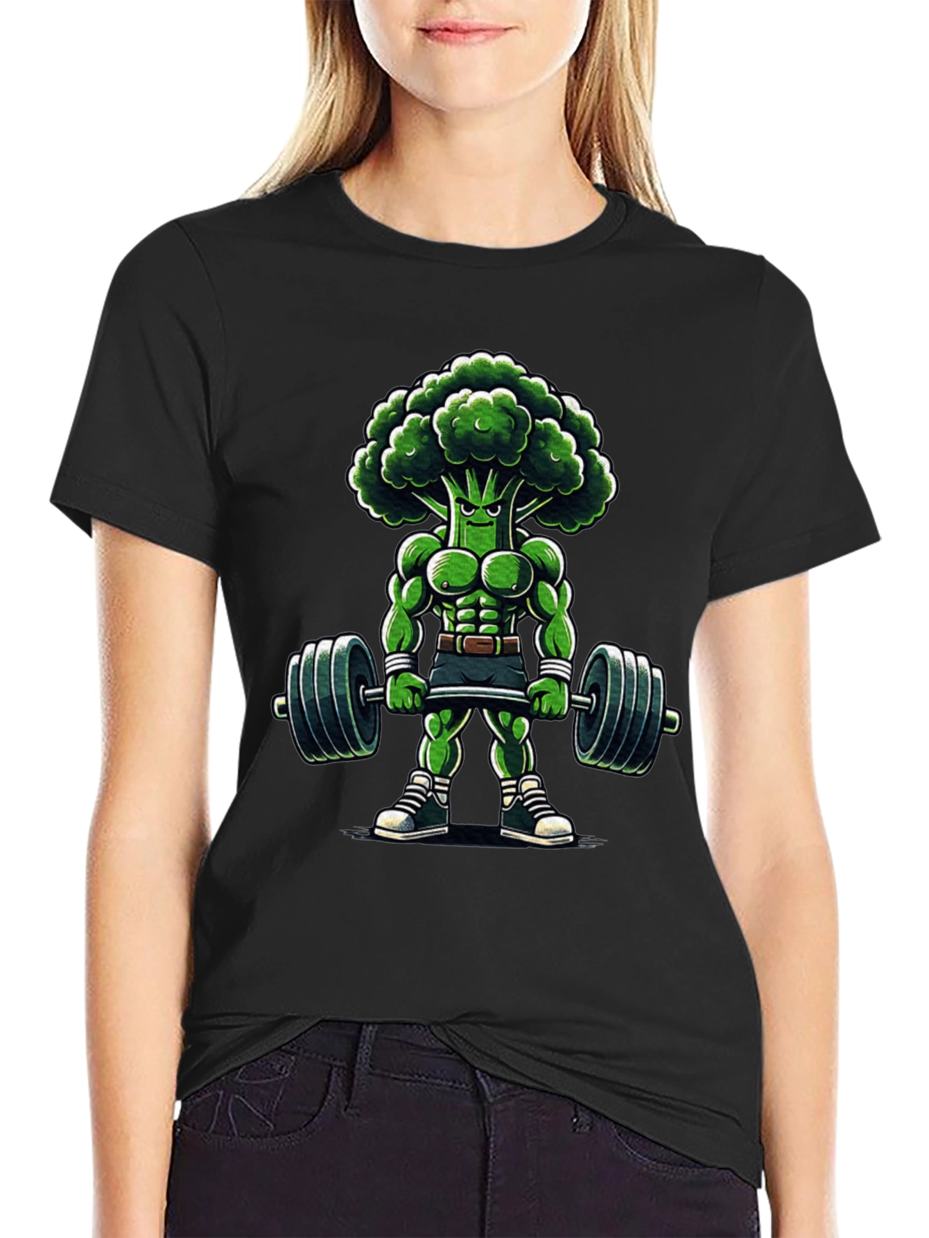 Black Broccoli Bodybuilder T-Shirt view 2