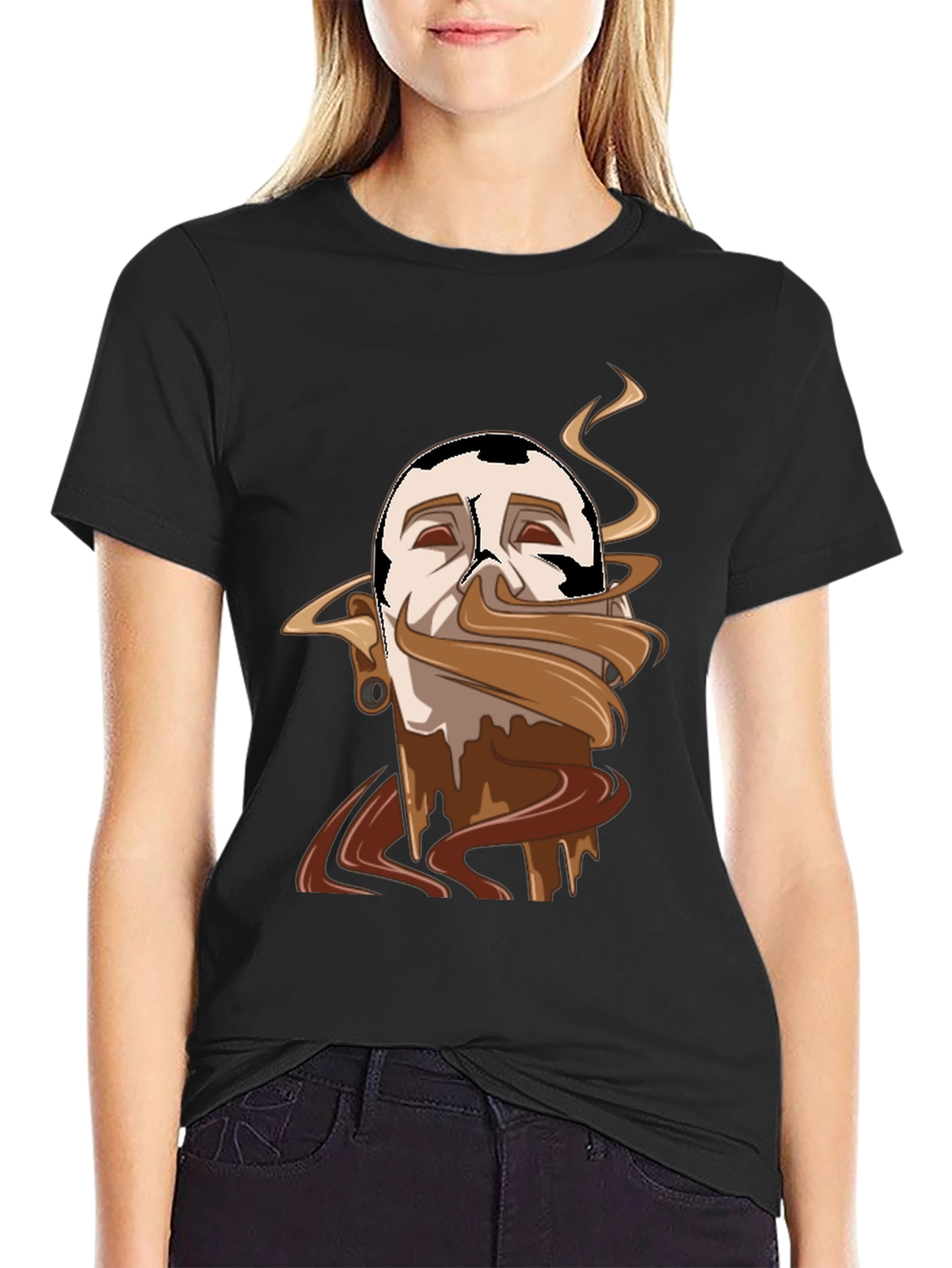 Black Chocolate Lover Tee - Melted Mustache Design view 2