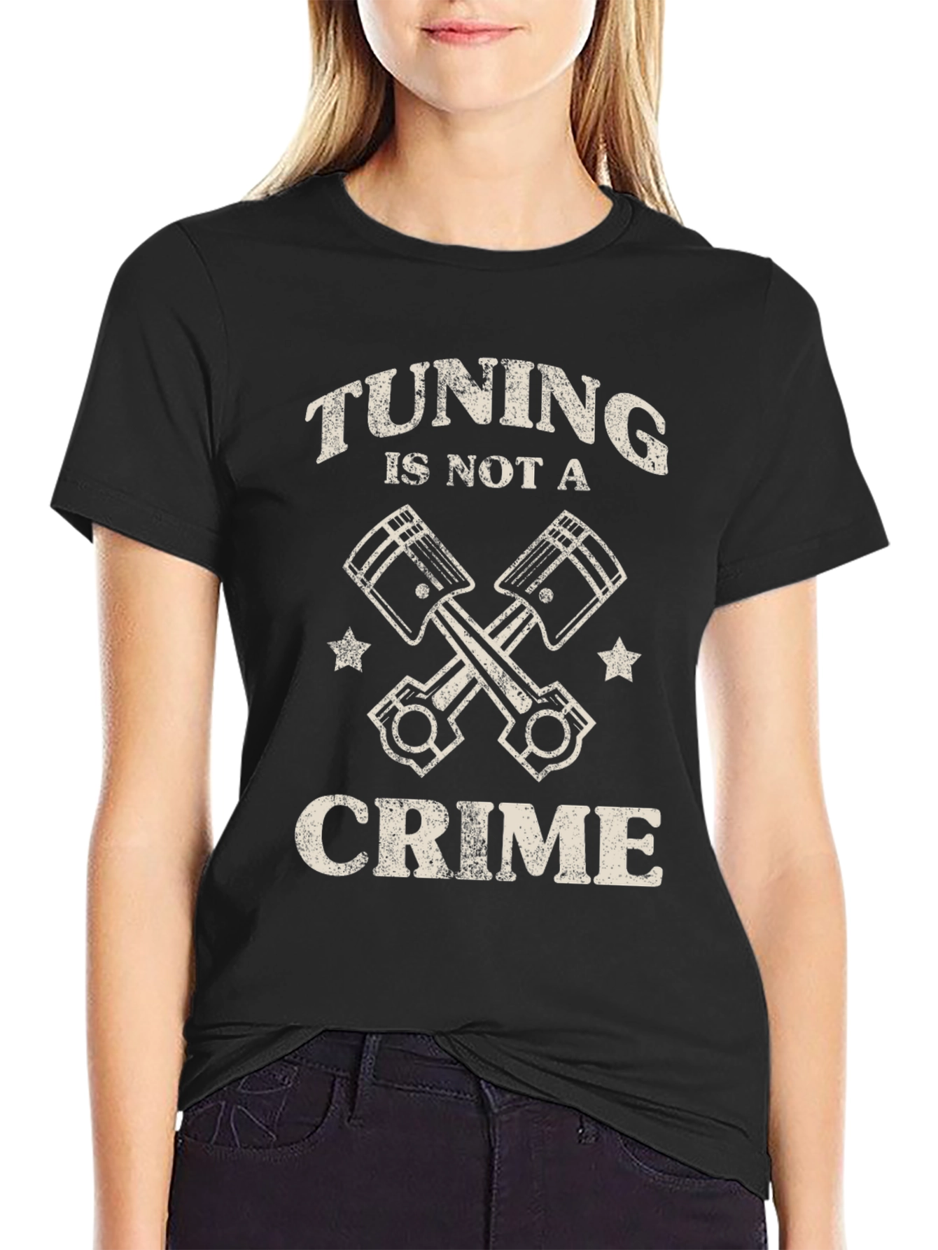 Black Tuning Is Not A Crime Graphic Tee - Car Enthusiast view 2