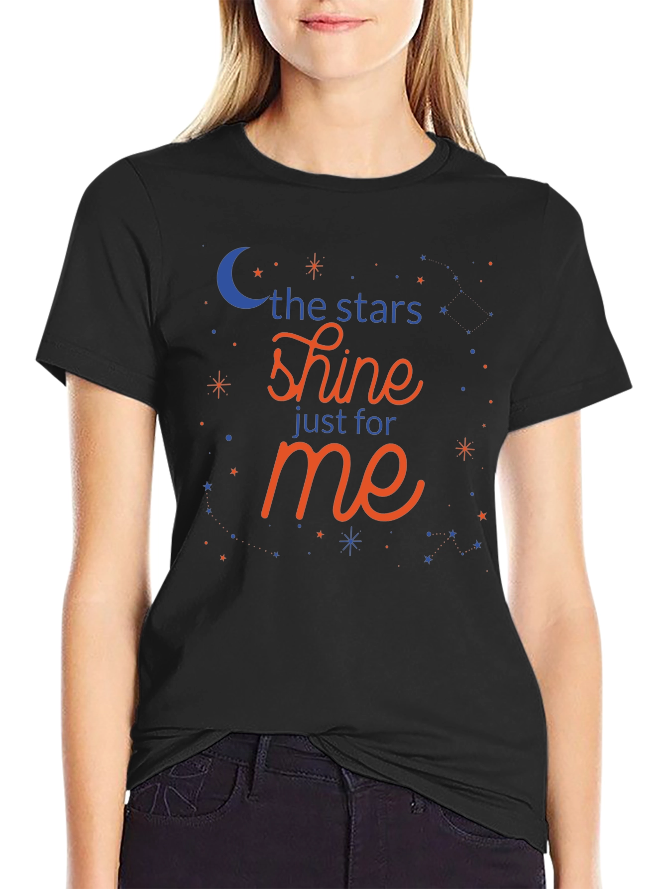 Black Stars Shine for Me Black T-Shirt view 2