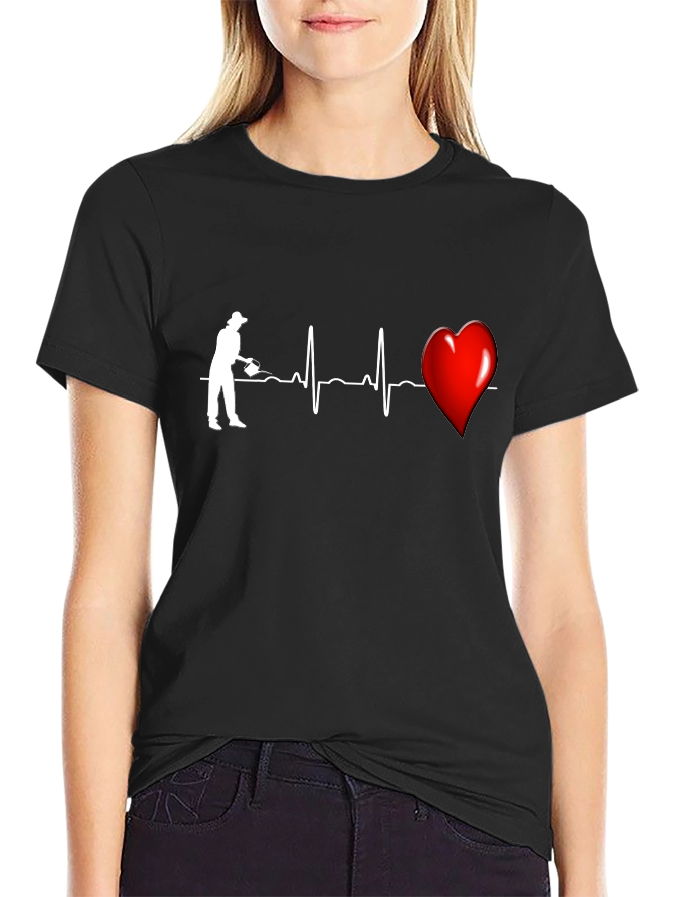 Black Gardener's Heartbeat Graphic Tee - Black view 2